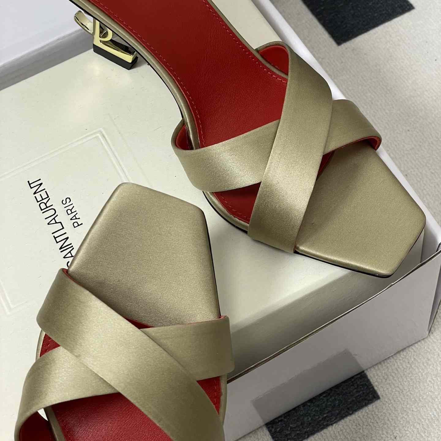 Saint Laurent Opyum Mules In Satin Crepe  - FashionPlug