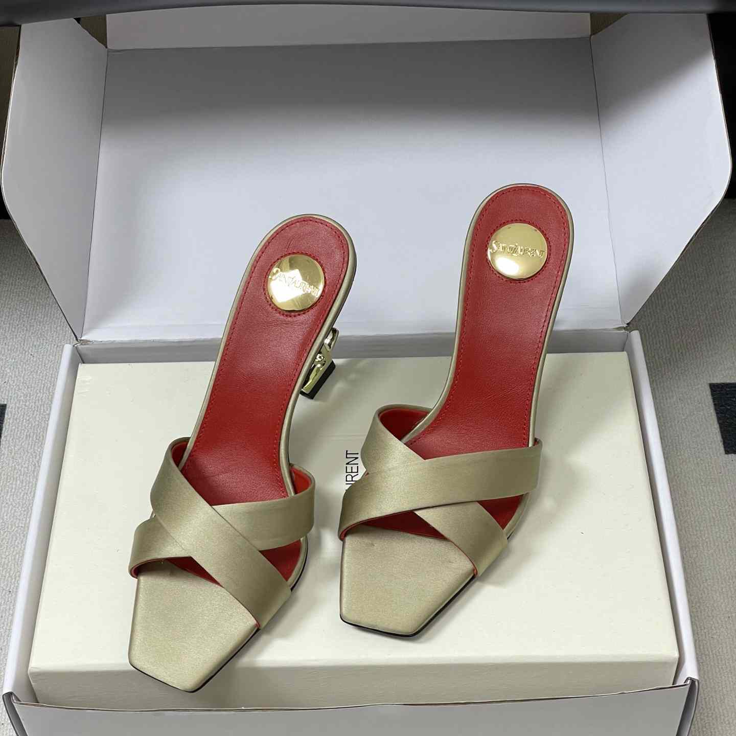 Saint Laurent Opyum Mules In Satin Crepe  - FashionPlug