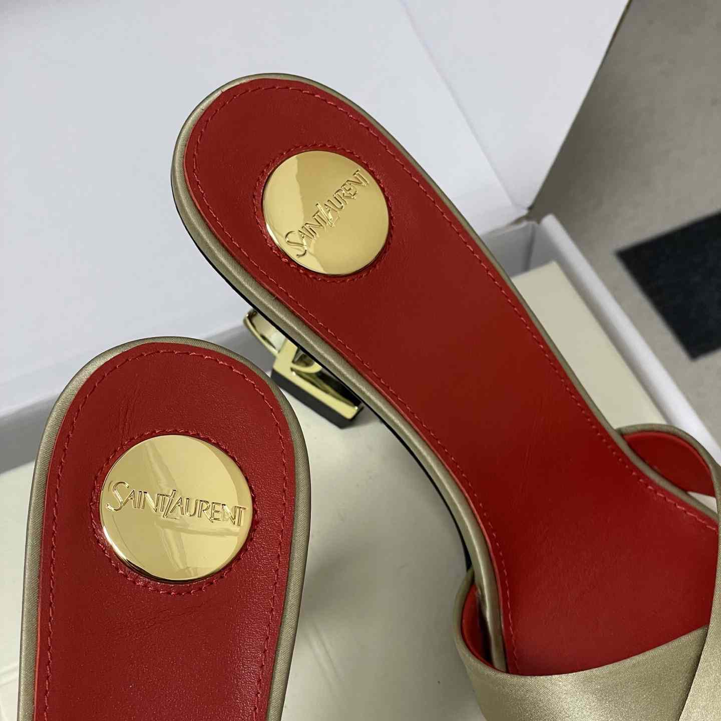 Saint Laurent Opyum Mules In Satin Crepe  - FashionPlug