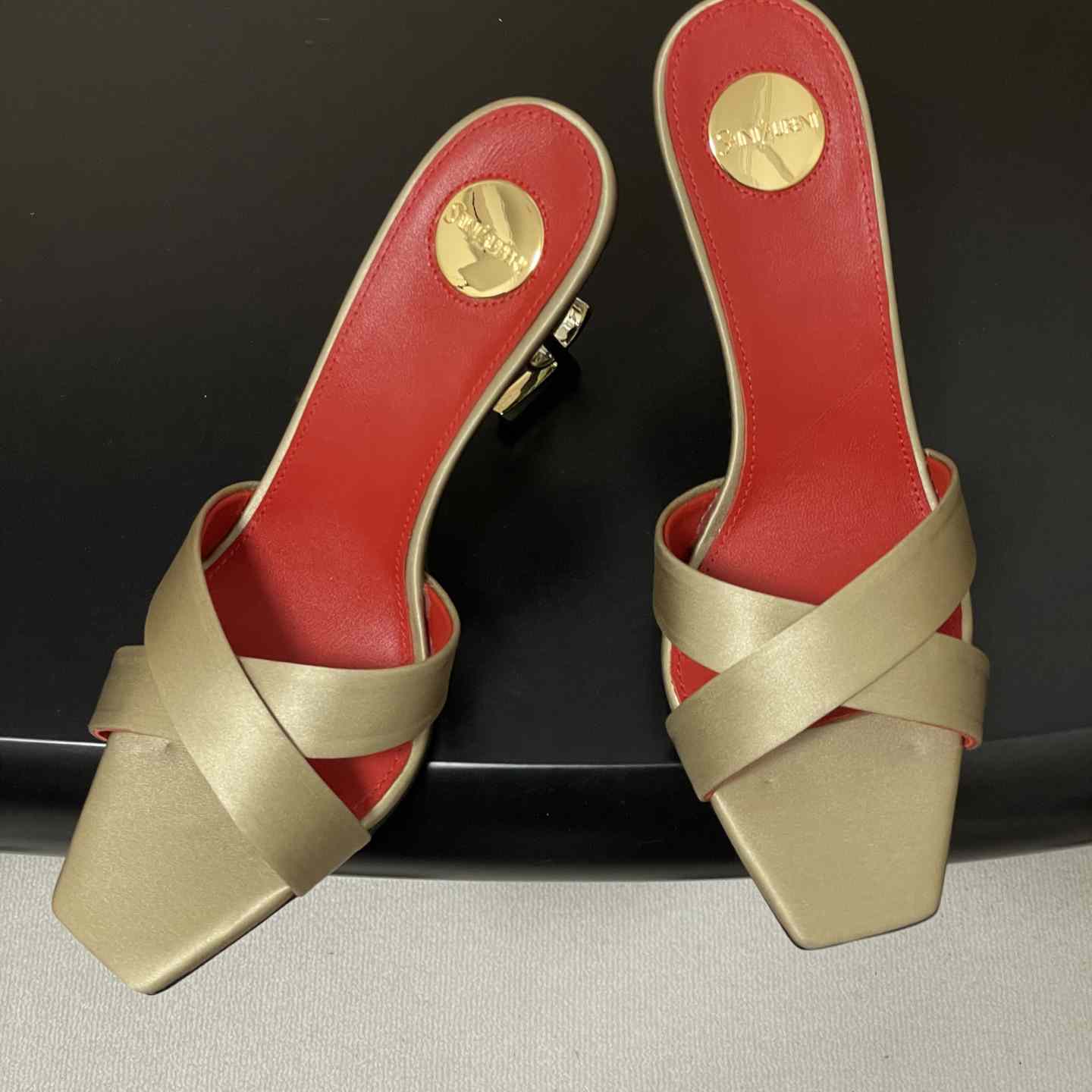 Saint Laurent Opyum Mules In Satin Crepe  - FashionPlug