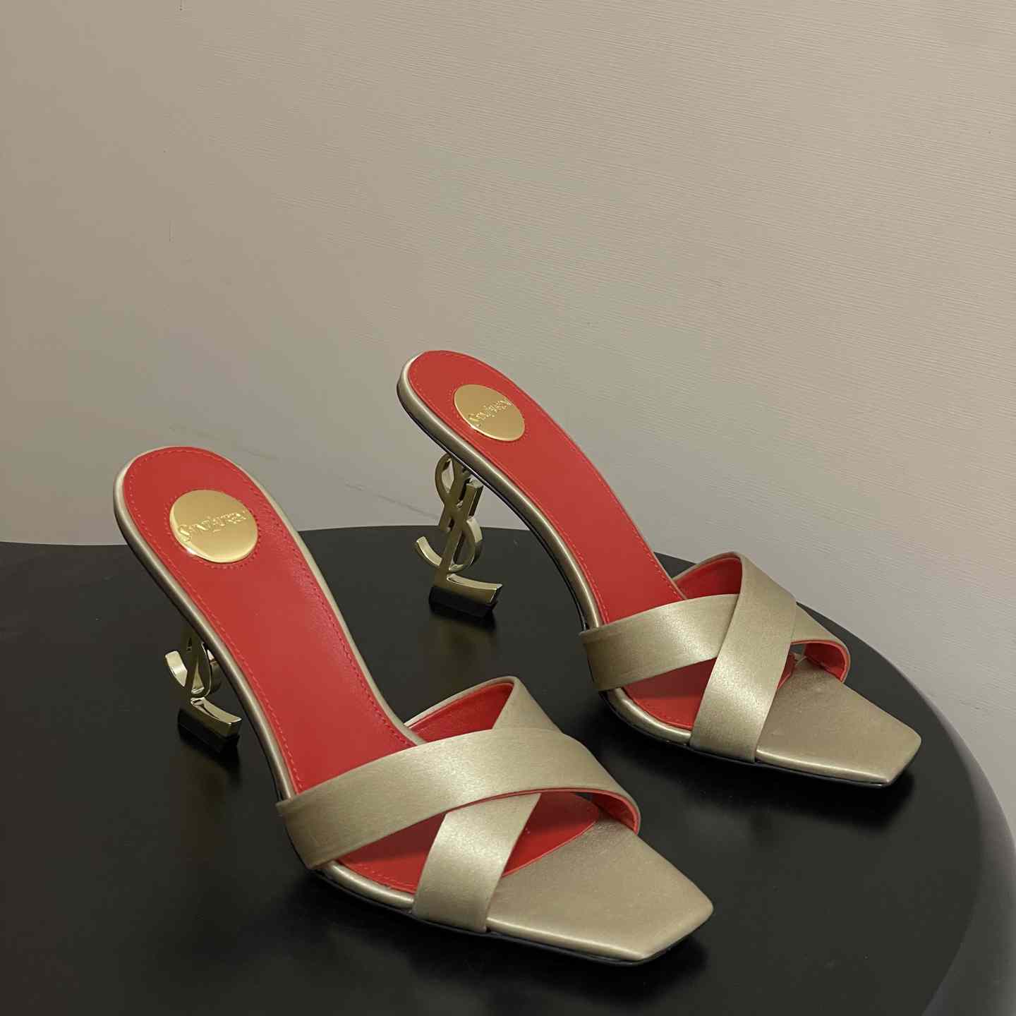 Saint Laurent Opyum Mules In Satin Crepe  - FashionPlug