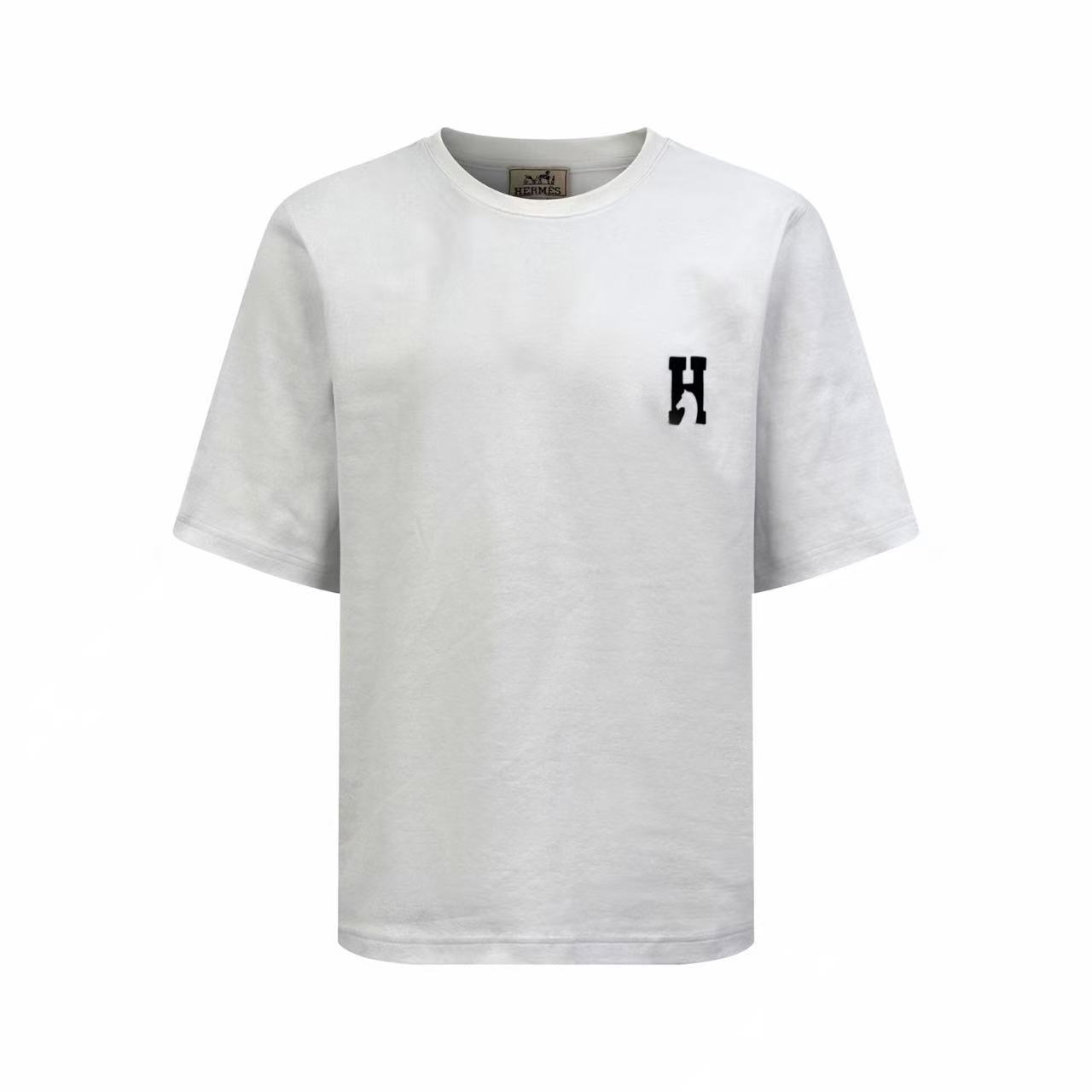 Hermes "H'Cheval" t-shirt with leather detail - FashionPlug