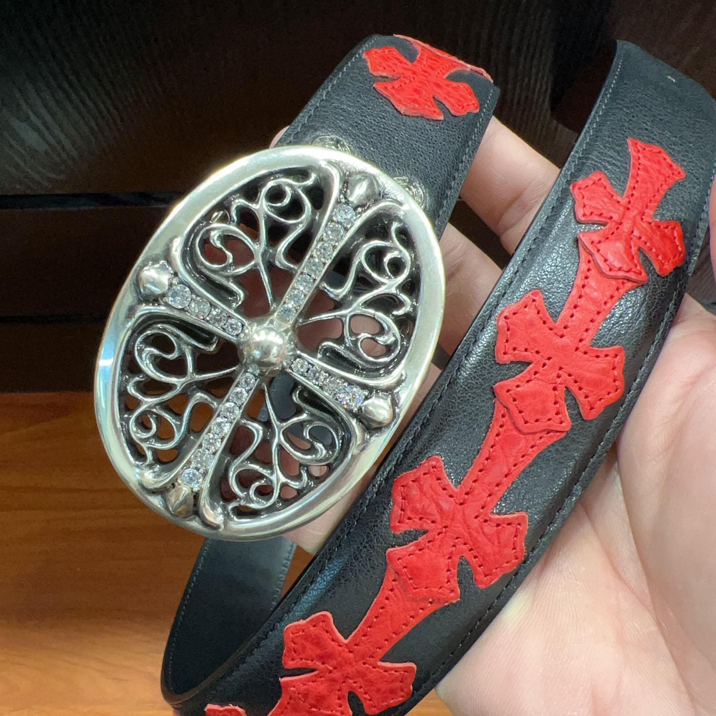 Chrome Hearts Leather Belt   - FashionPlug