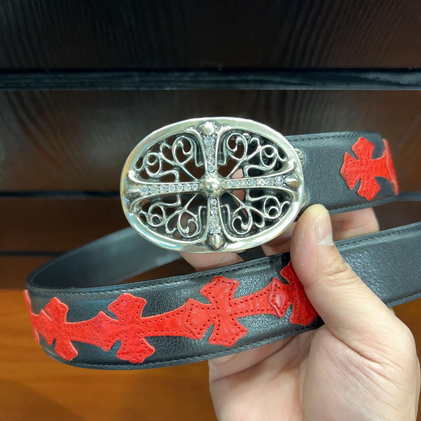 Chrome Hearts Leather Belt   - FashionPlug