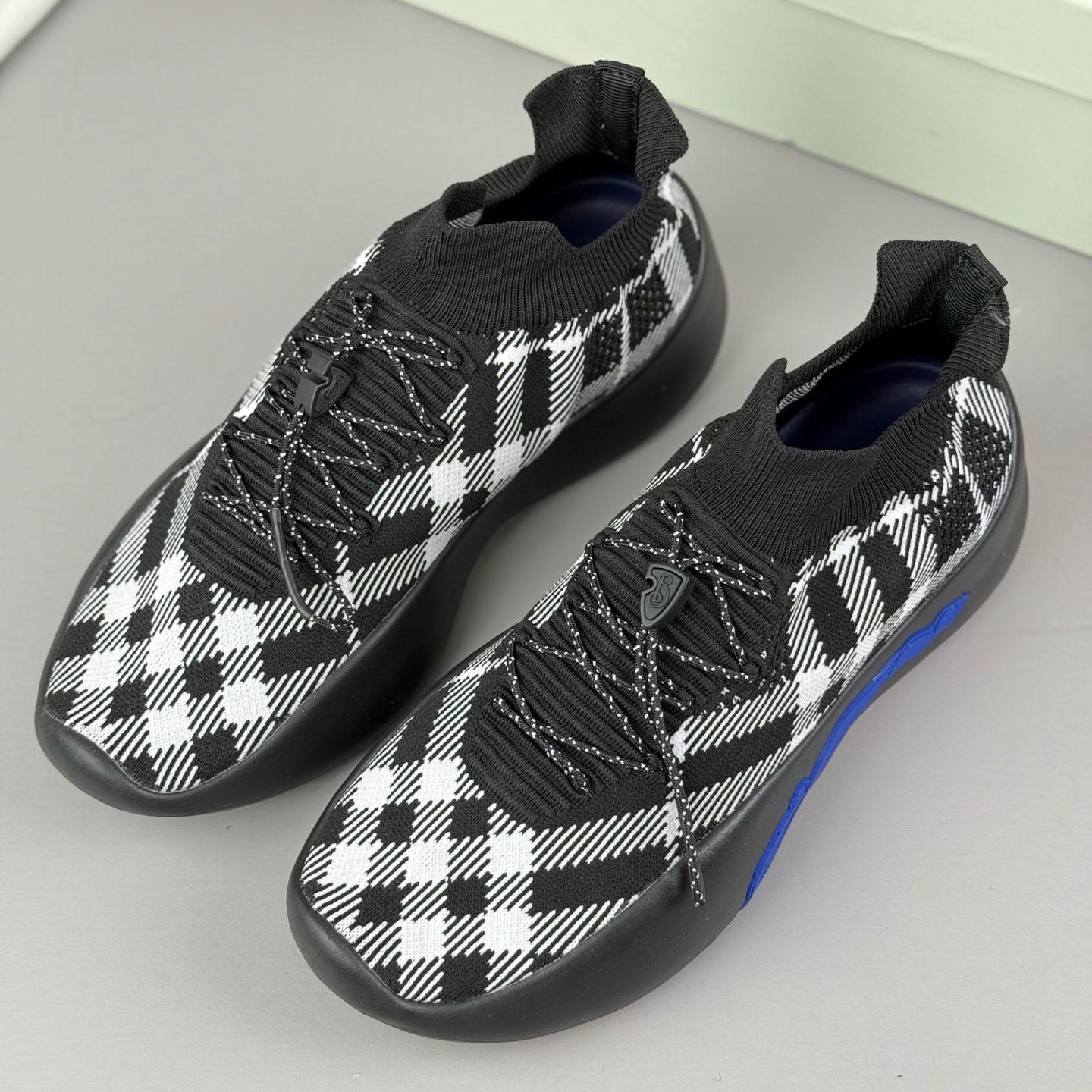 Burberry Check Knit Neptune Sneakers - FashionPlug