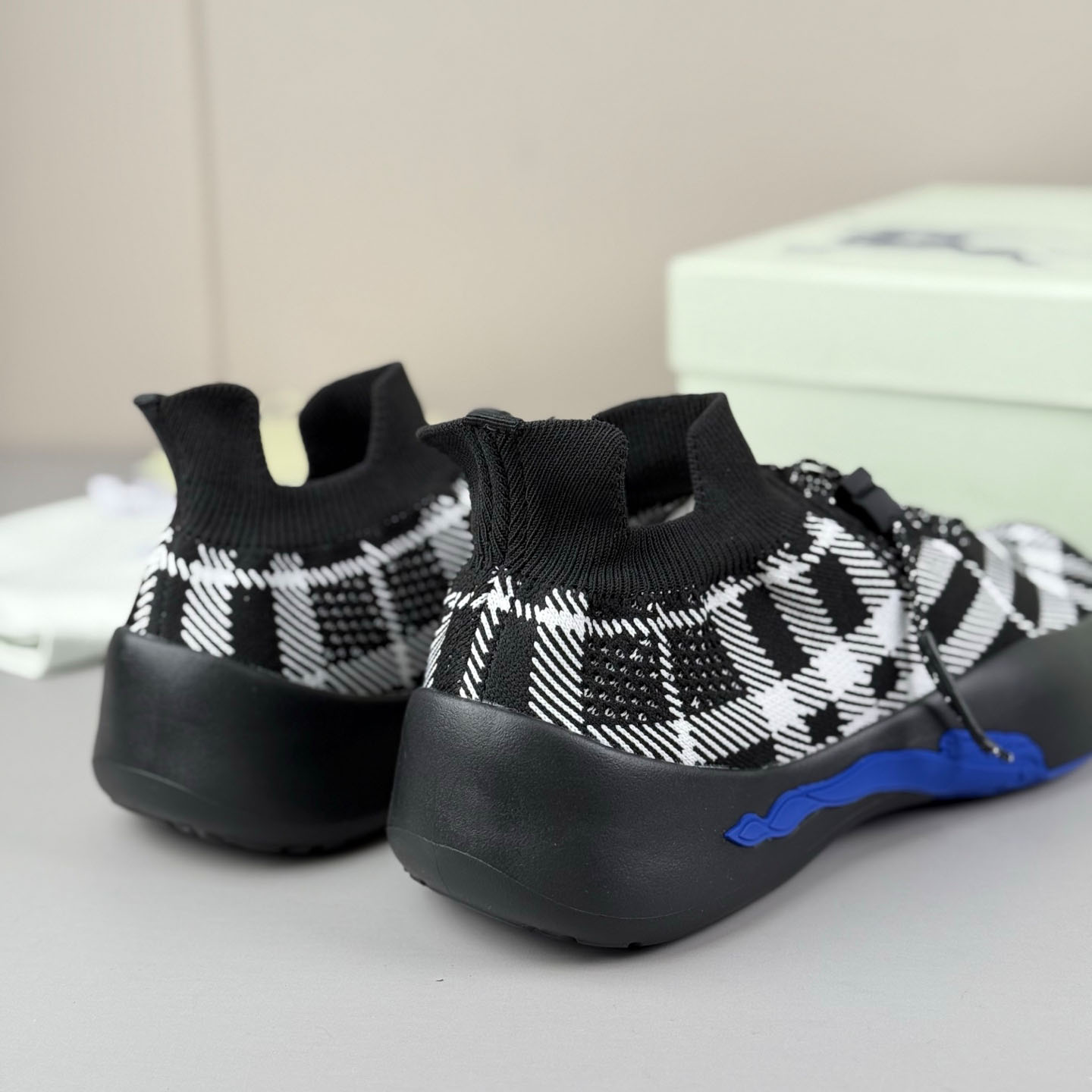 Burberry Check Knit Neptune Sneakers - FashionPlug