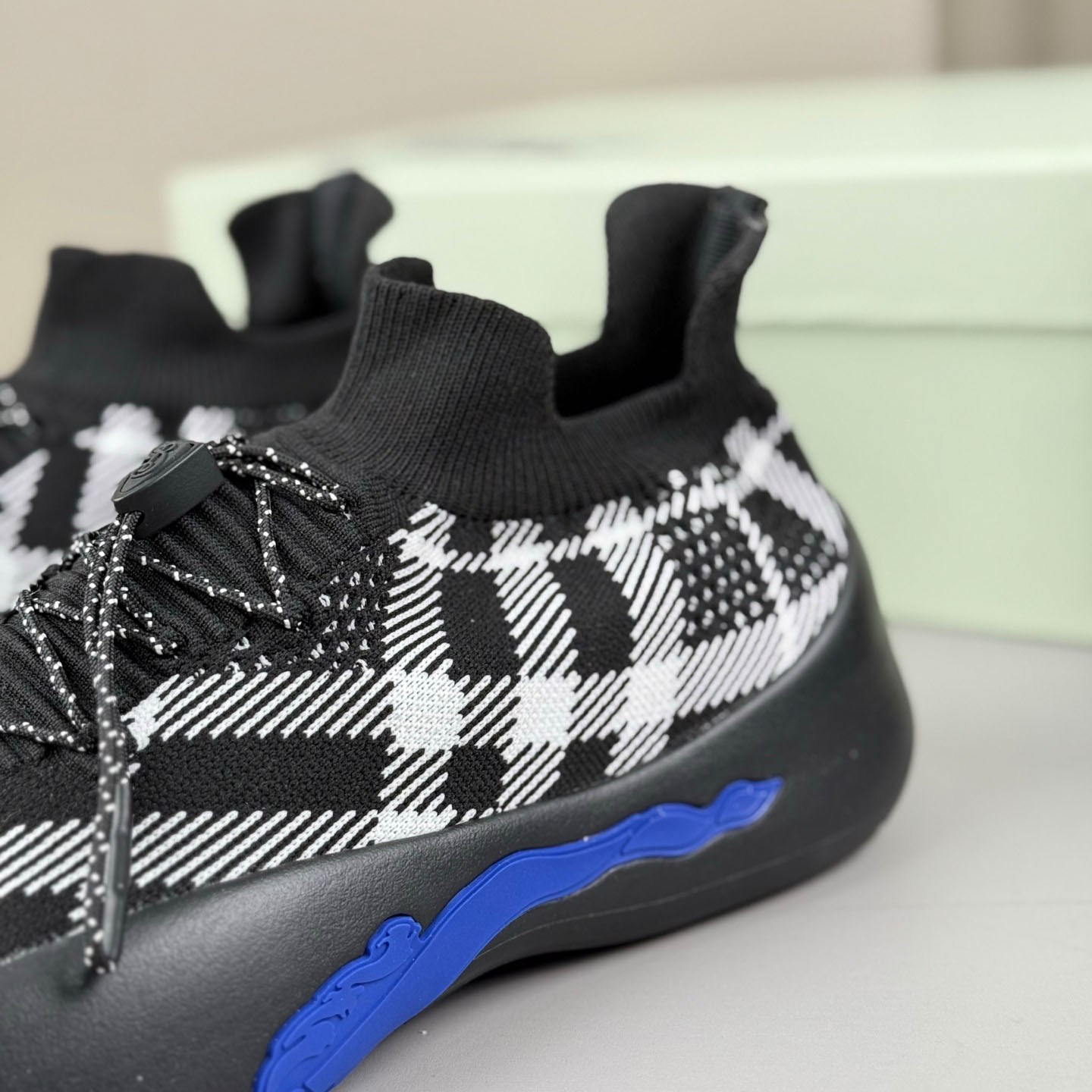 Burberry Check Knit Neptune Sneakers - FashionPlug