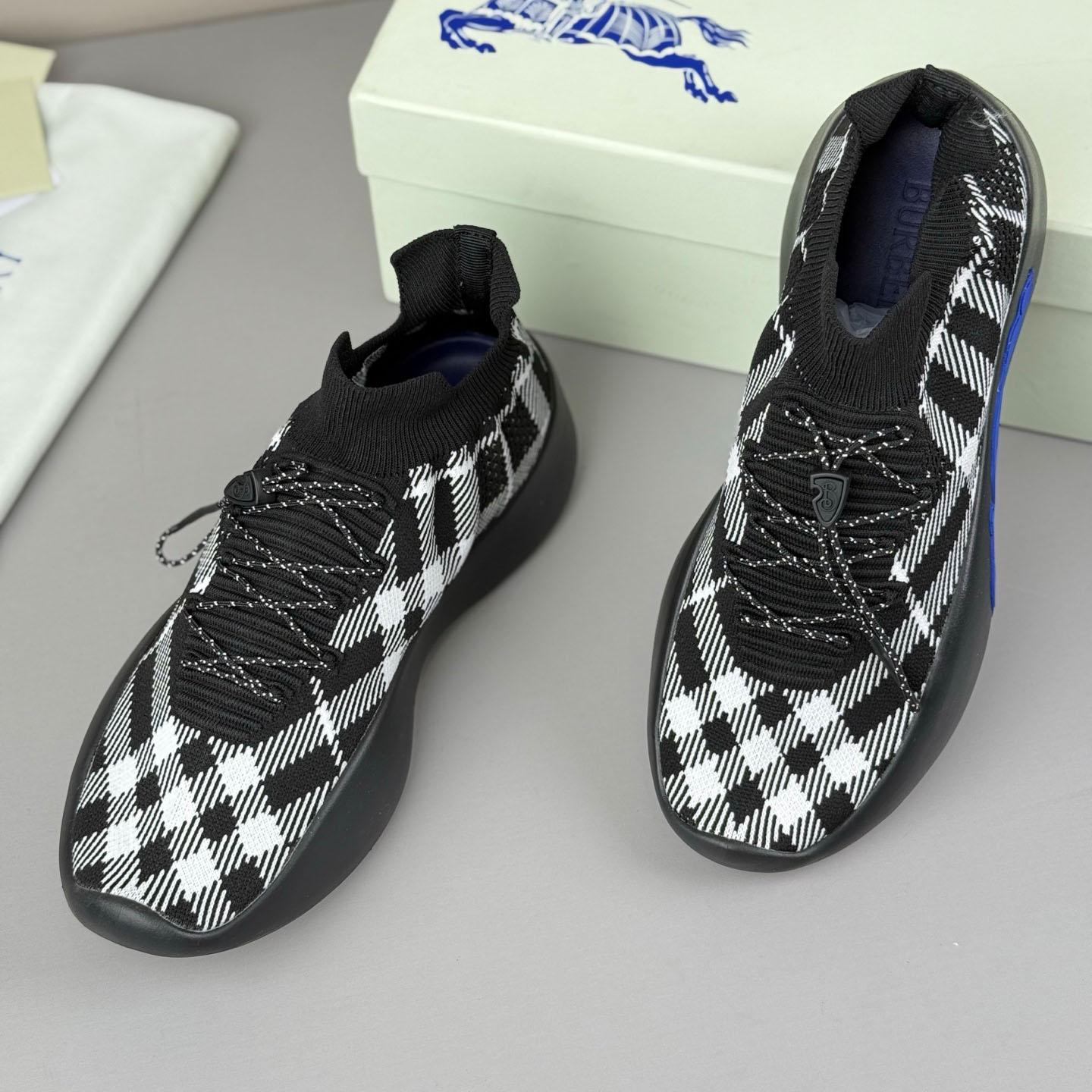 Burberry Check Knit Neptune Sneakers - FashionPlug