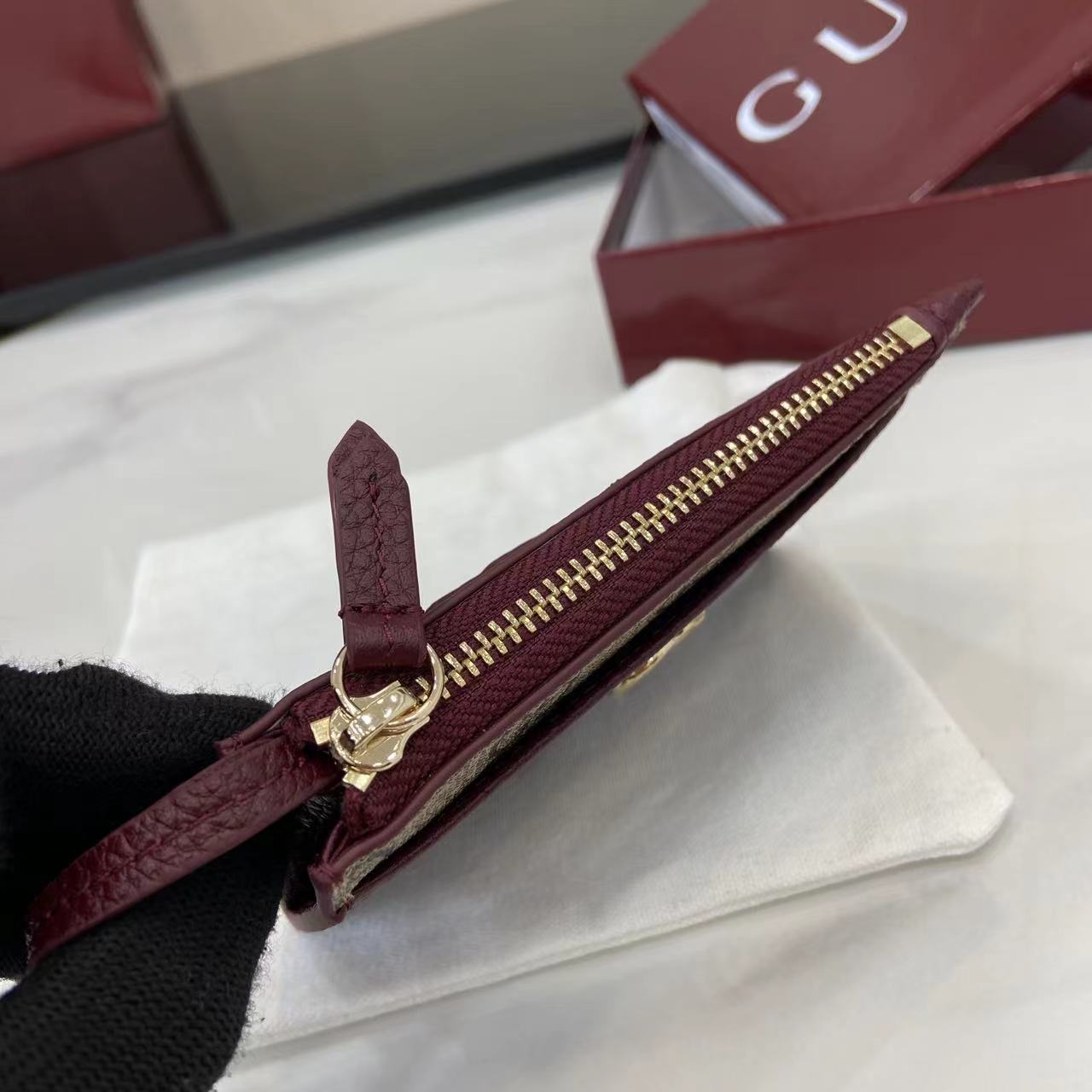 Gucci Bi-color GG Marmont Zip Key Pouch - FashionPlug