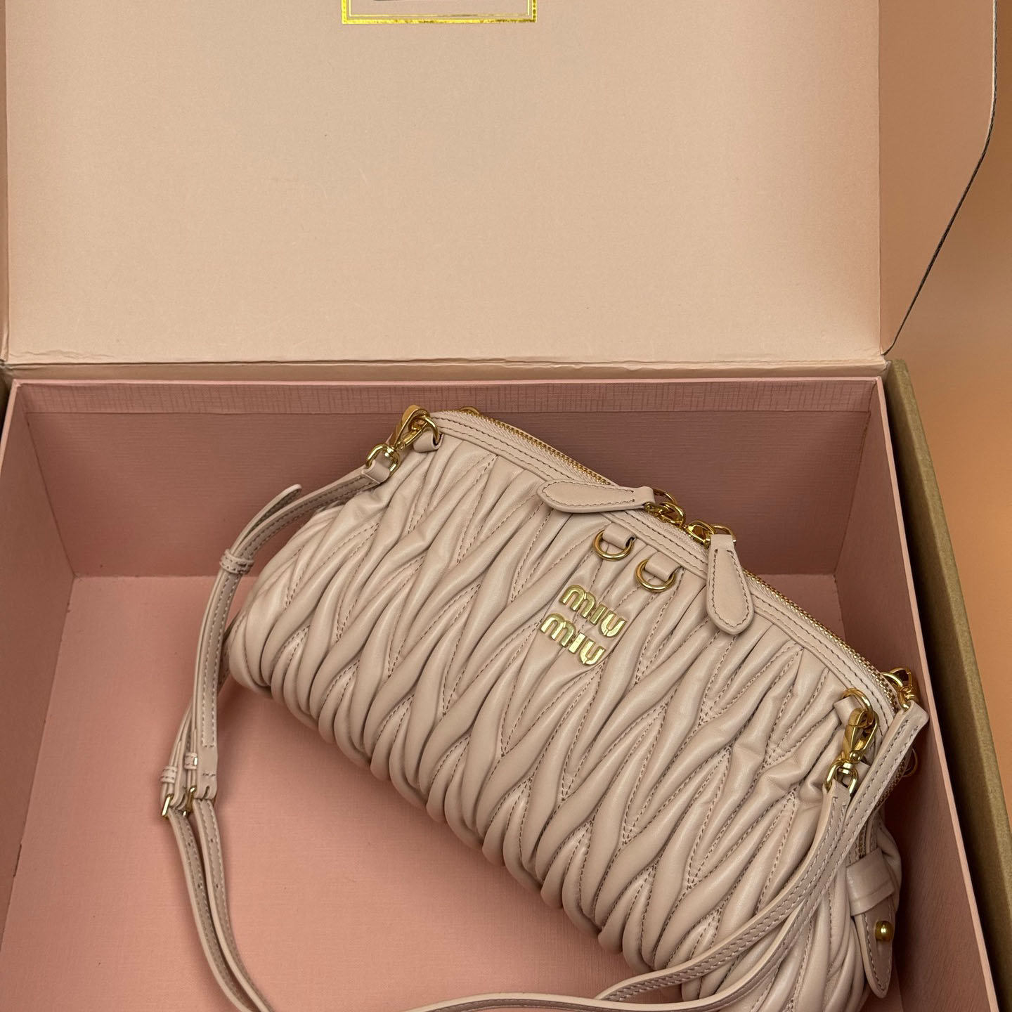 Miu Miu Caprice Matelassé Nappa Leather Clutch - FashionPlug