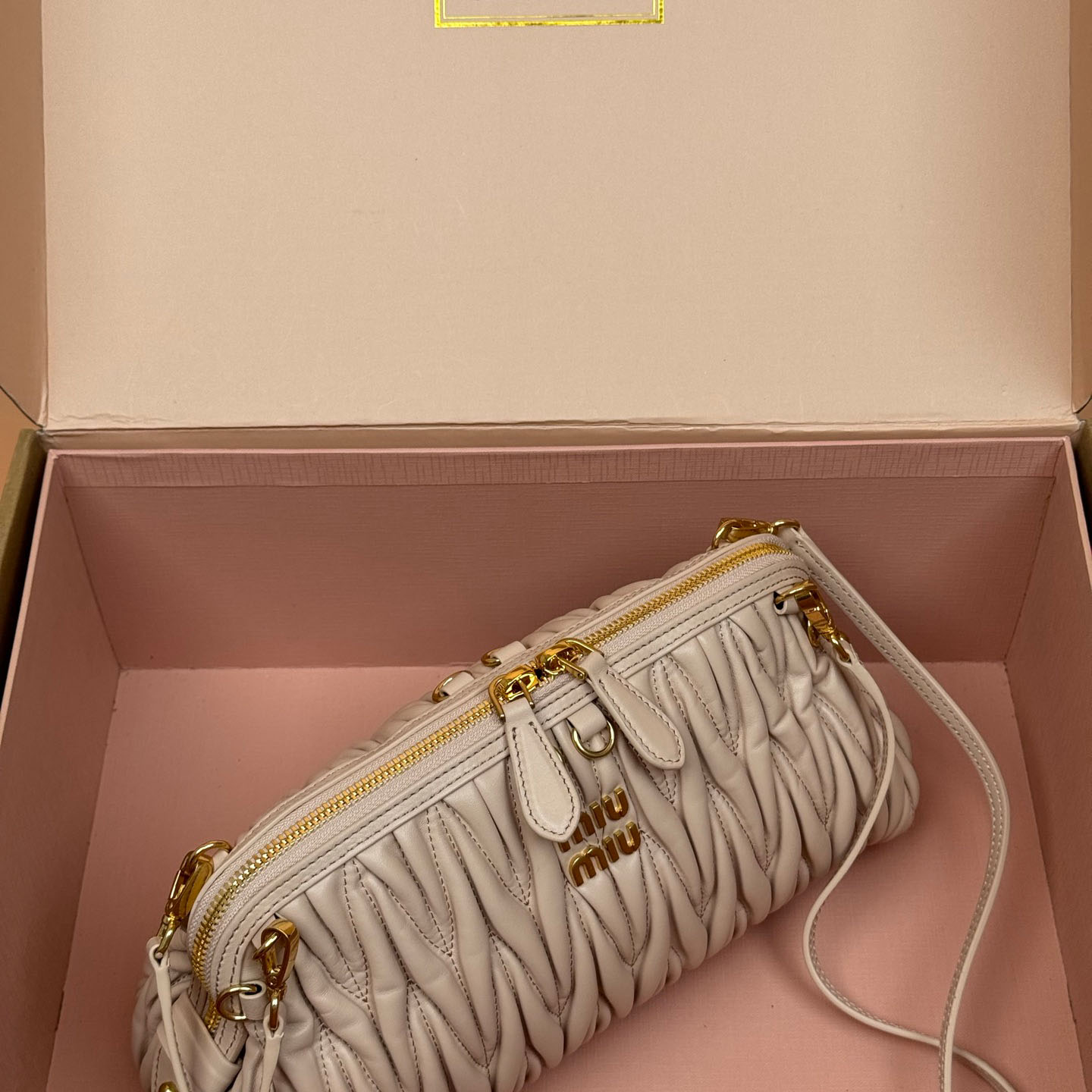 Miu Miu Caprice Matelassé Nappa Leather Clutch - FashionPlug