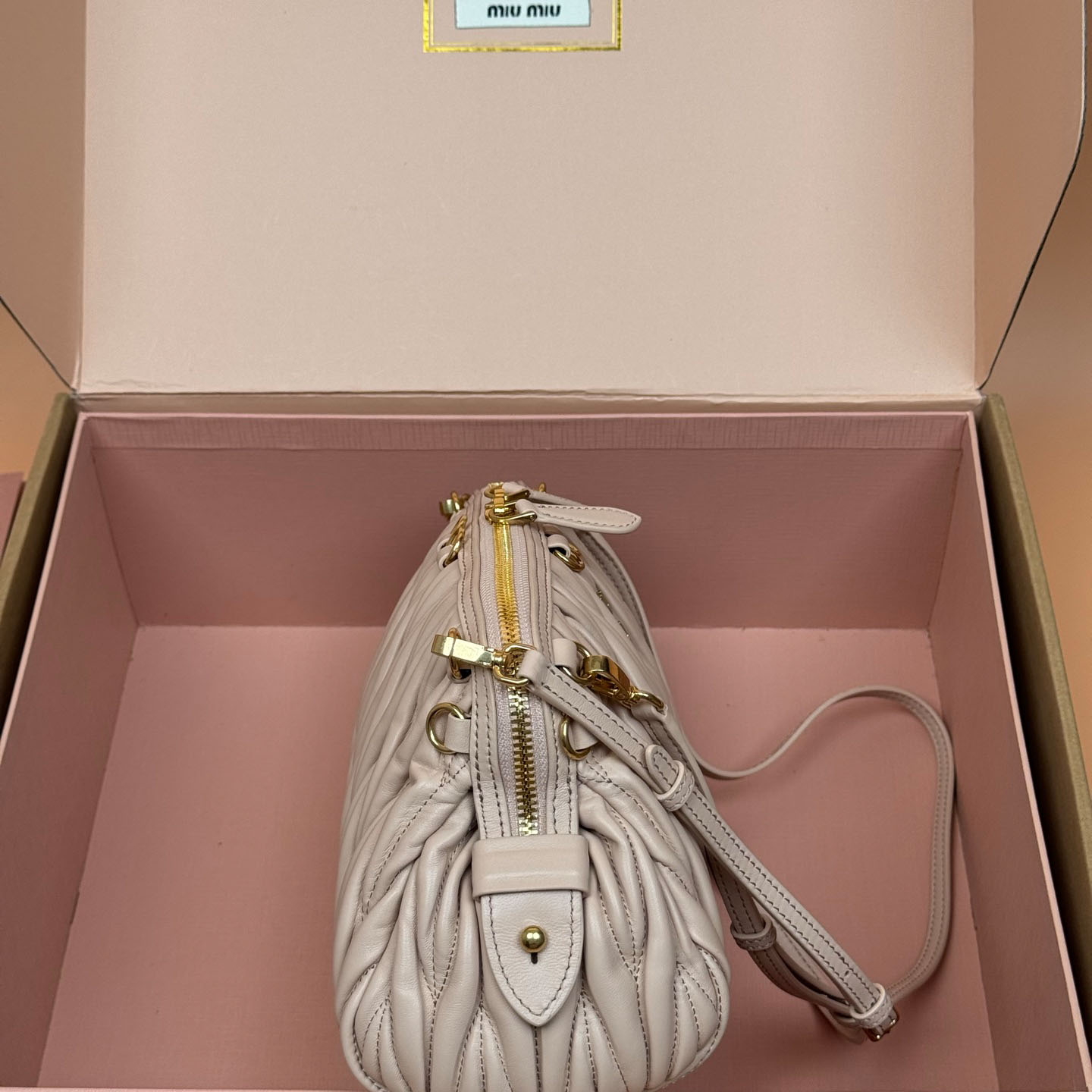 Miu Miu Caprice Matelassé Nappa Leather Clutch - FashionPlug