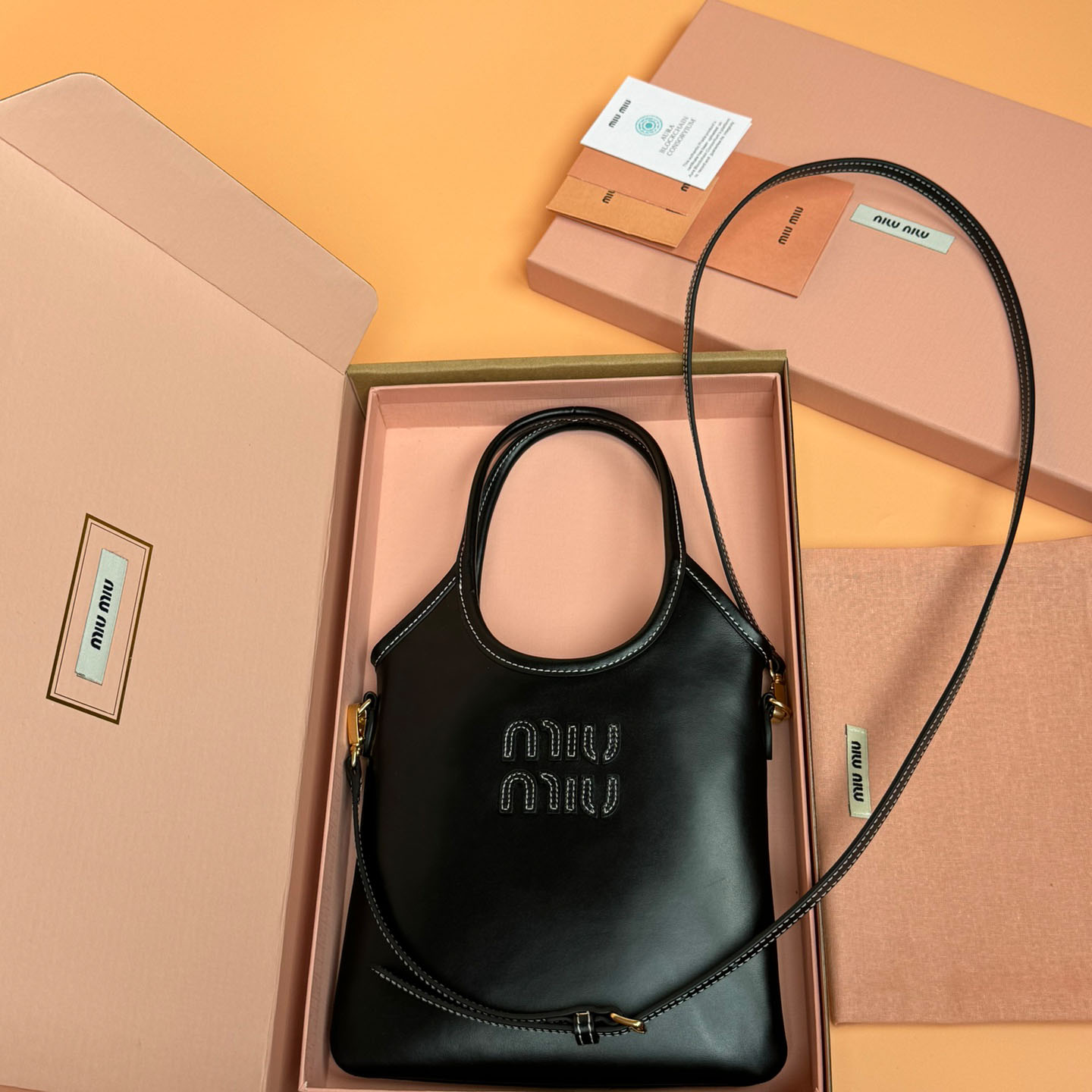 Miu Miu Ivy Leather Handbag - FashionPlug