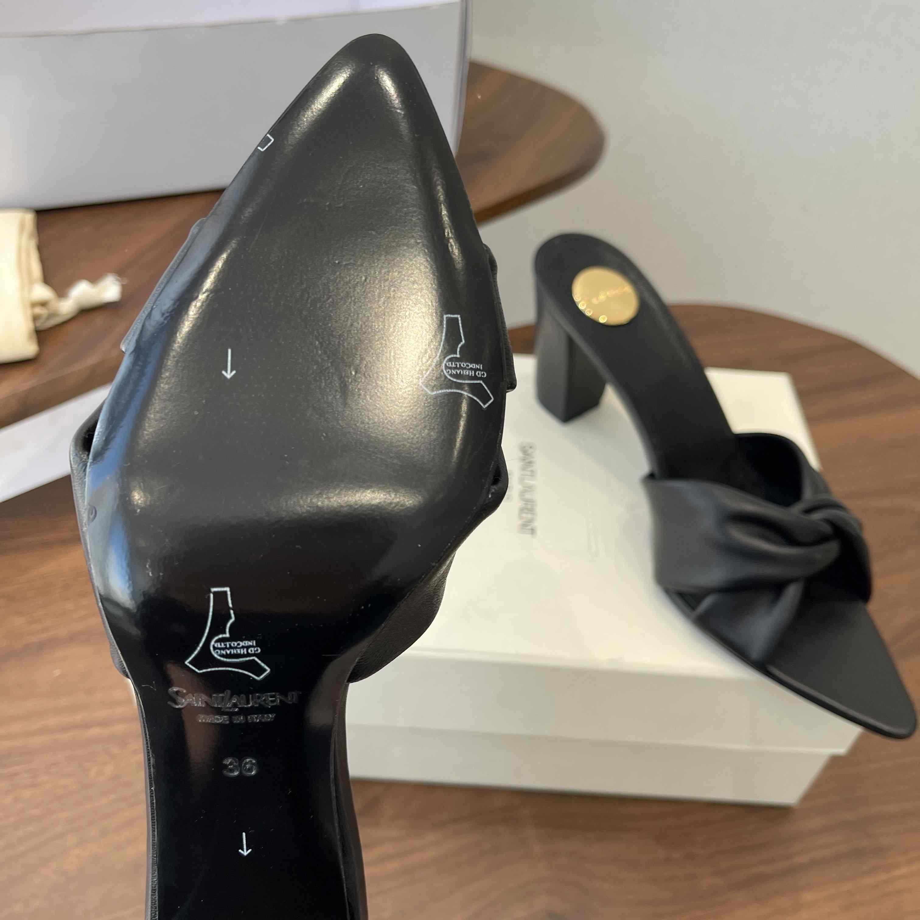 Saint Laurent FRANCIANE Mules In Smooth Leather - FashionPlug