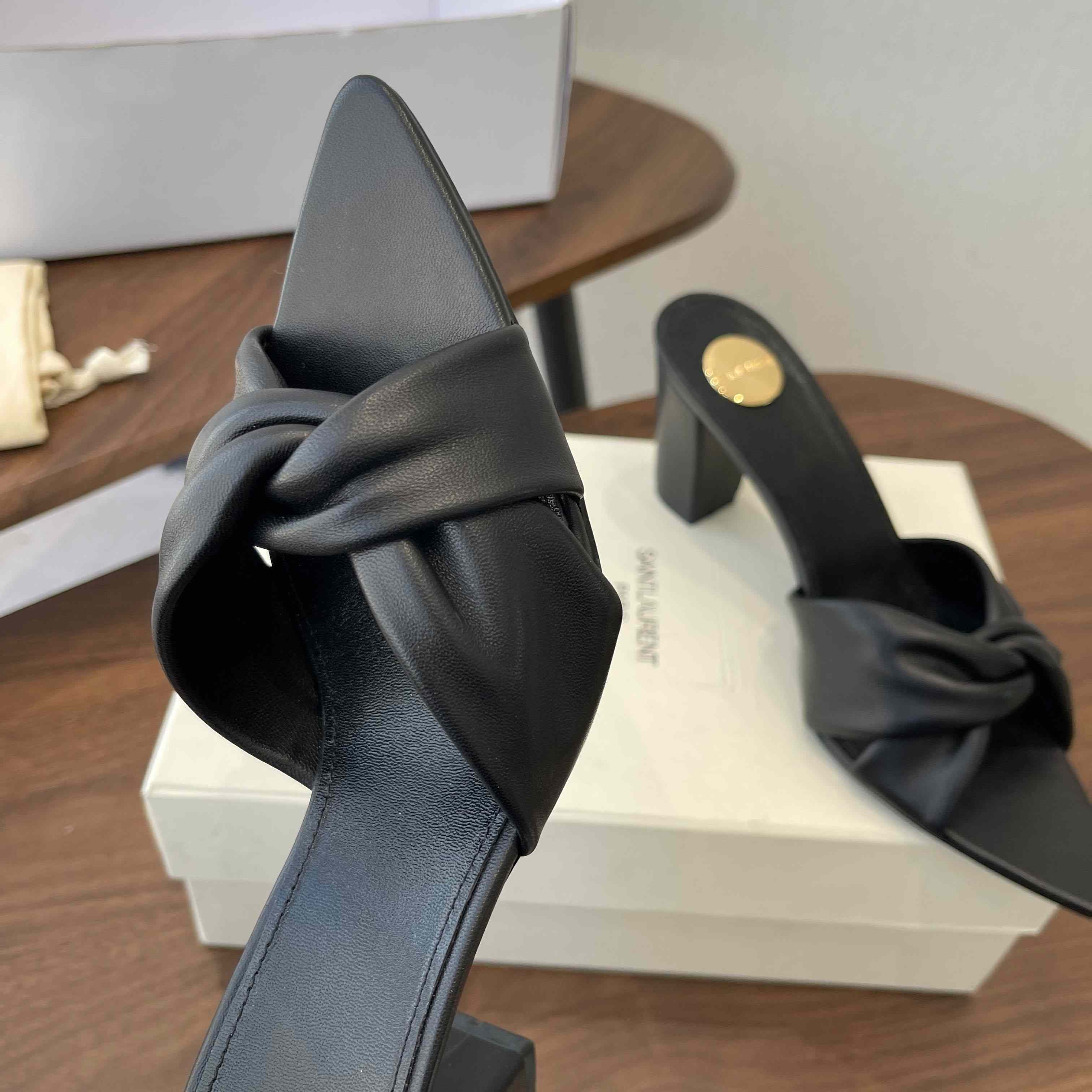 Saint Laurent FRANCIANE Mules In Smooth Leather - FashionPlug