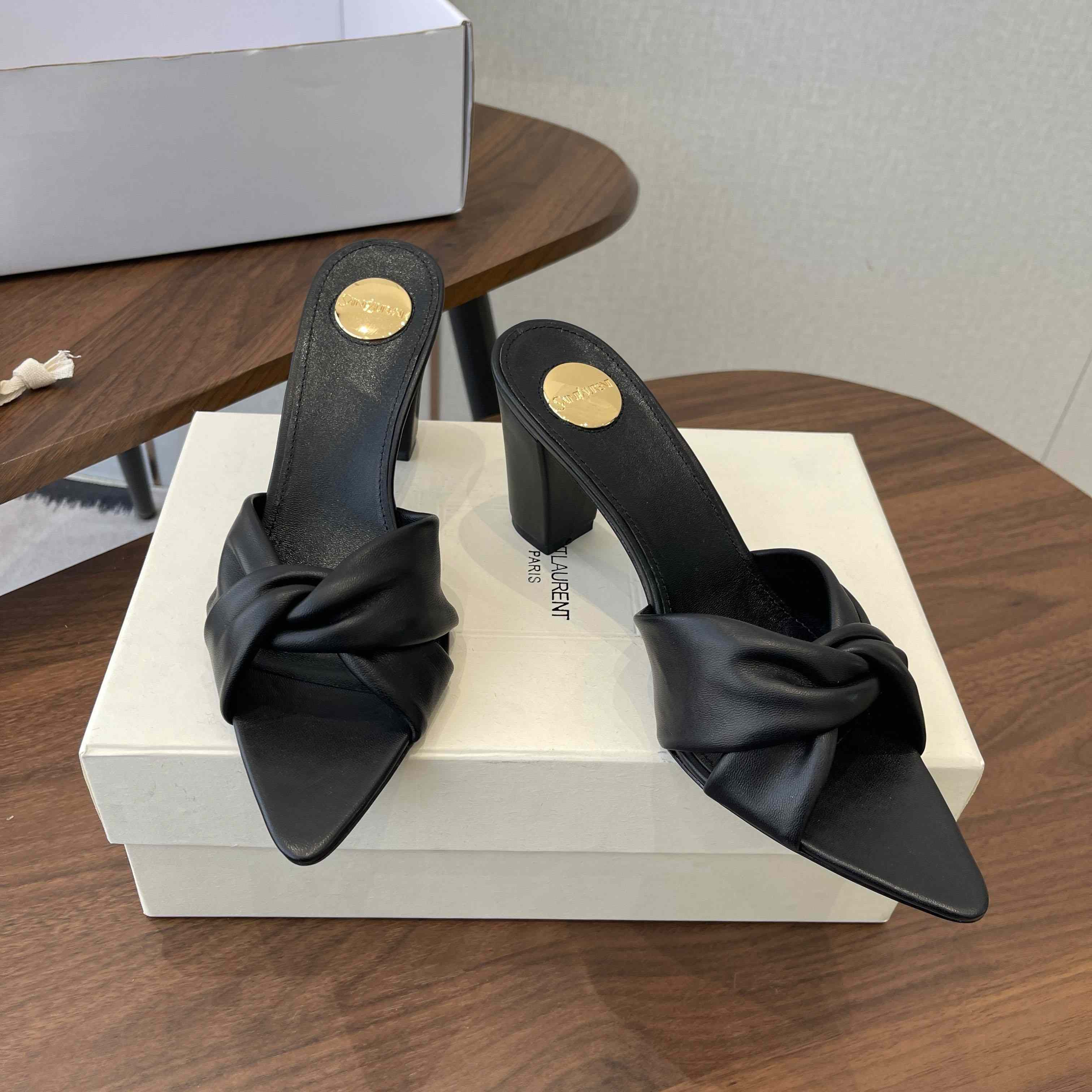 Saint Laurent FRANCIANE Mules In Smooth Leather - FashionPlug