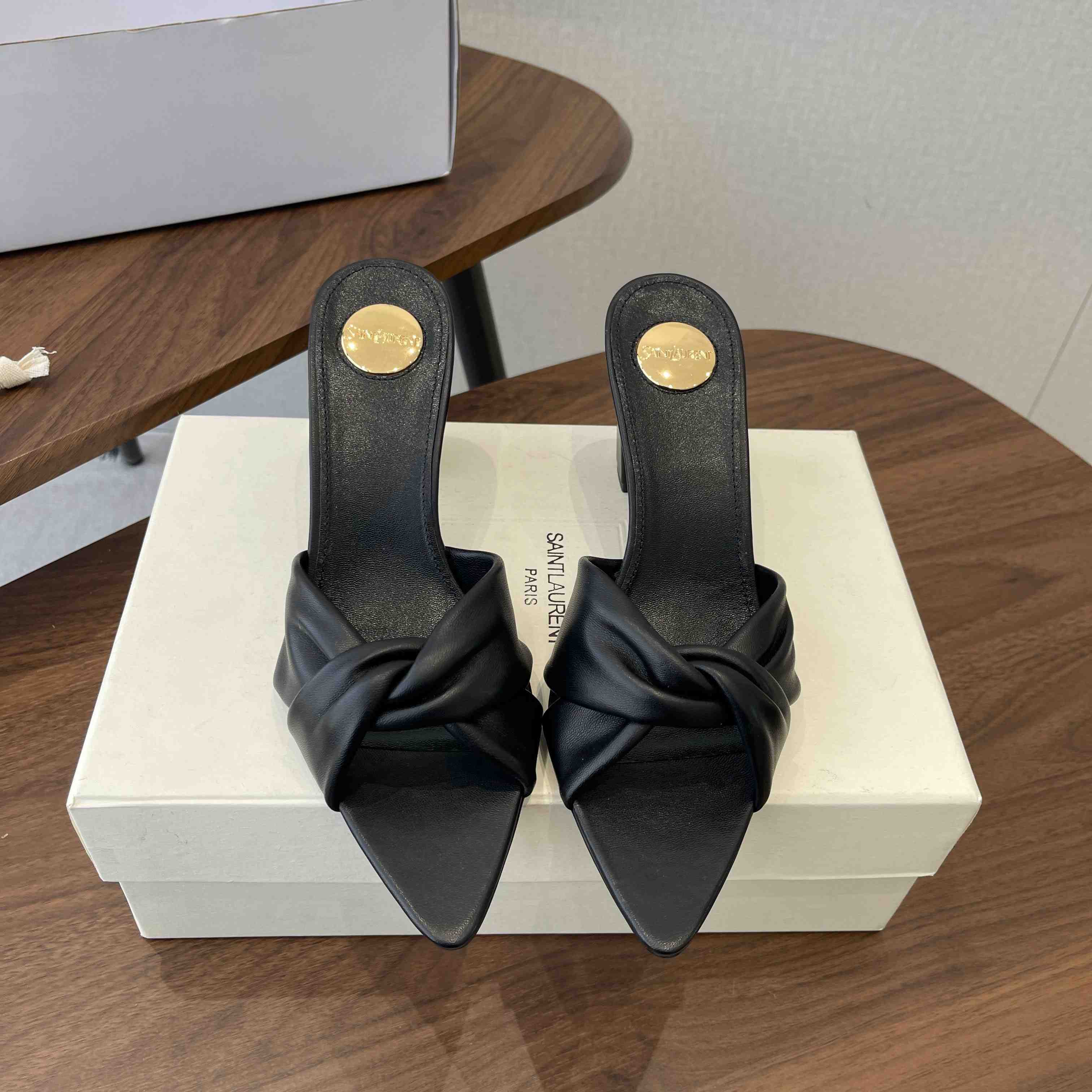 Saint Laurent FRANCIANE Mules In Smooth Leather - FashionPlug