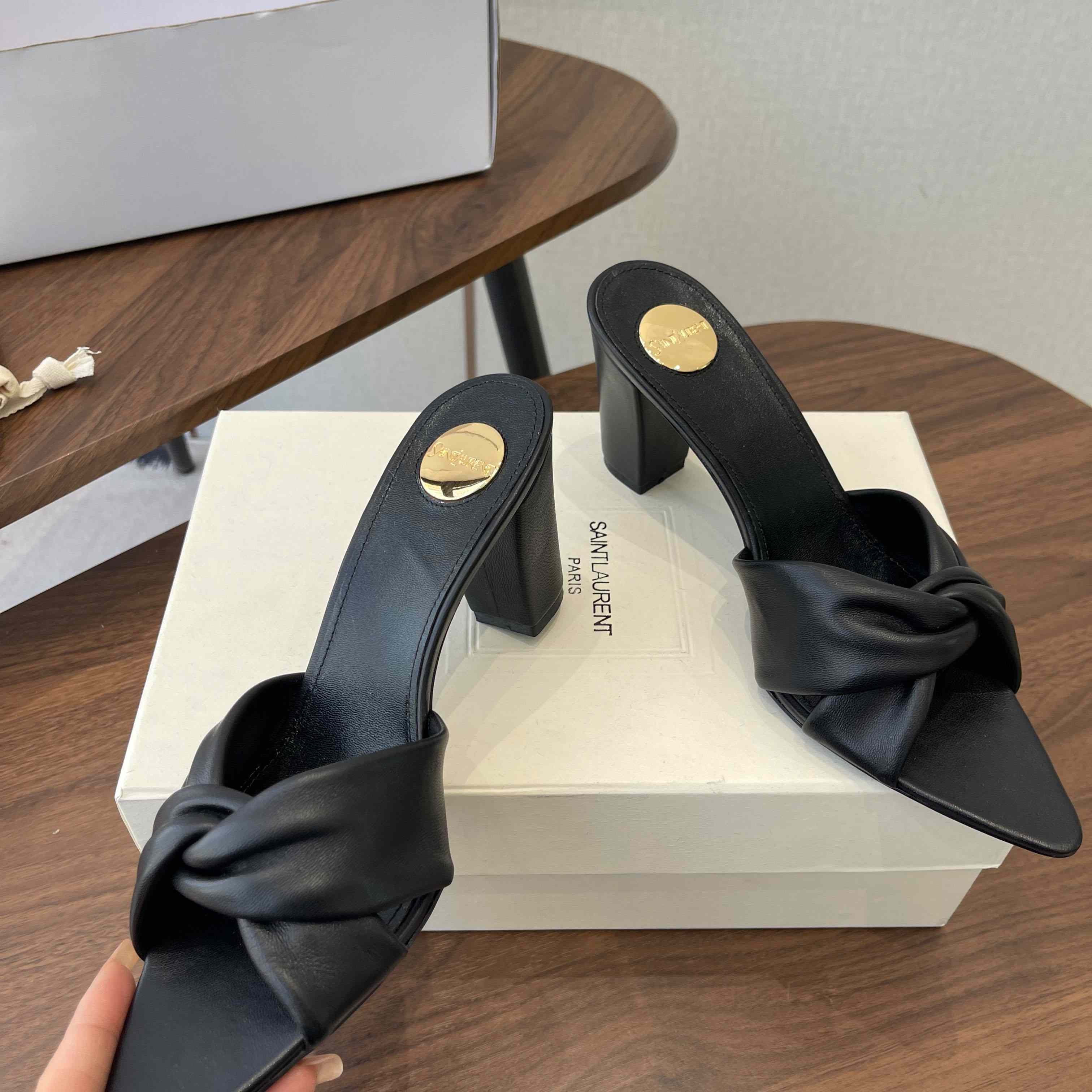 Saint Laurent FRANCIANE Mules In Smooth Leather - FashionPlug