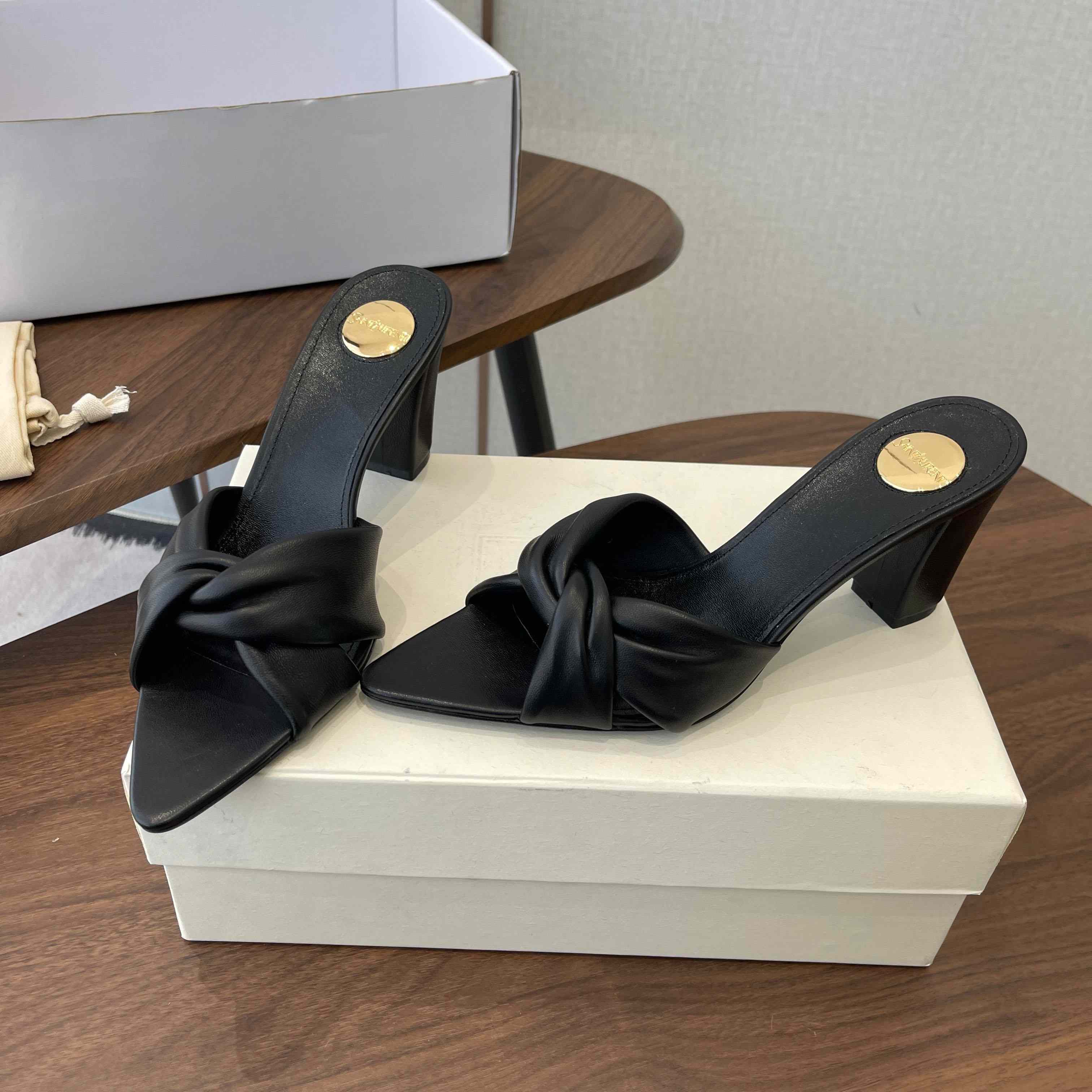 Saint Laurent FRANCIANE Mules In Smooth Leather - FashionPlug