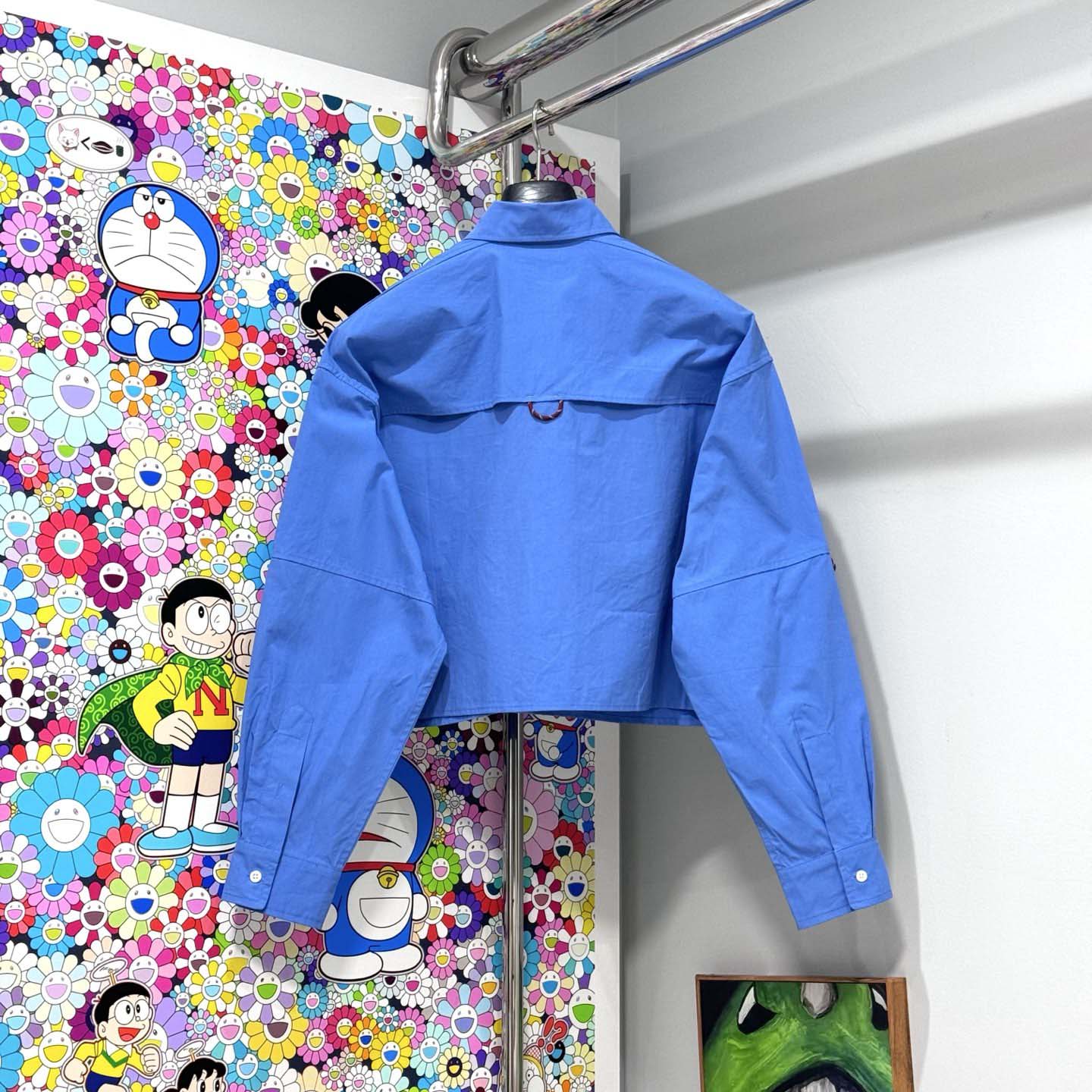 Miu Miu Logo-embroidered Cropped Poplin Shirt - FashionPlug