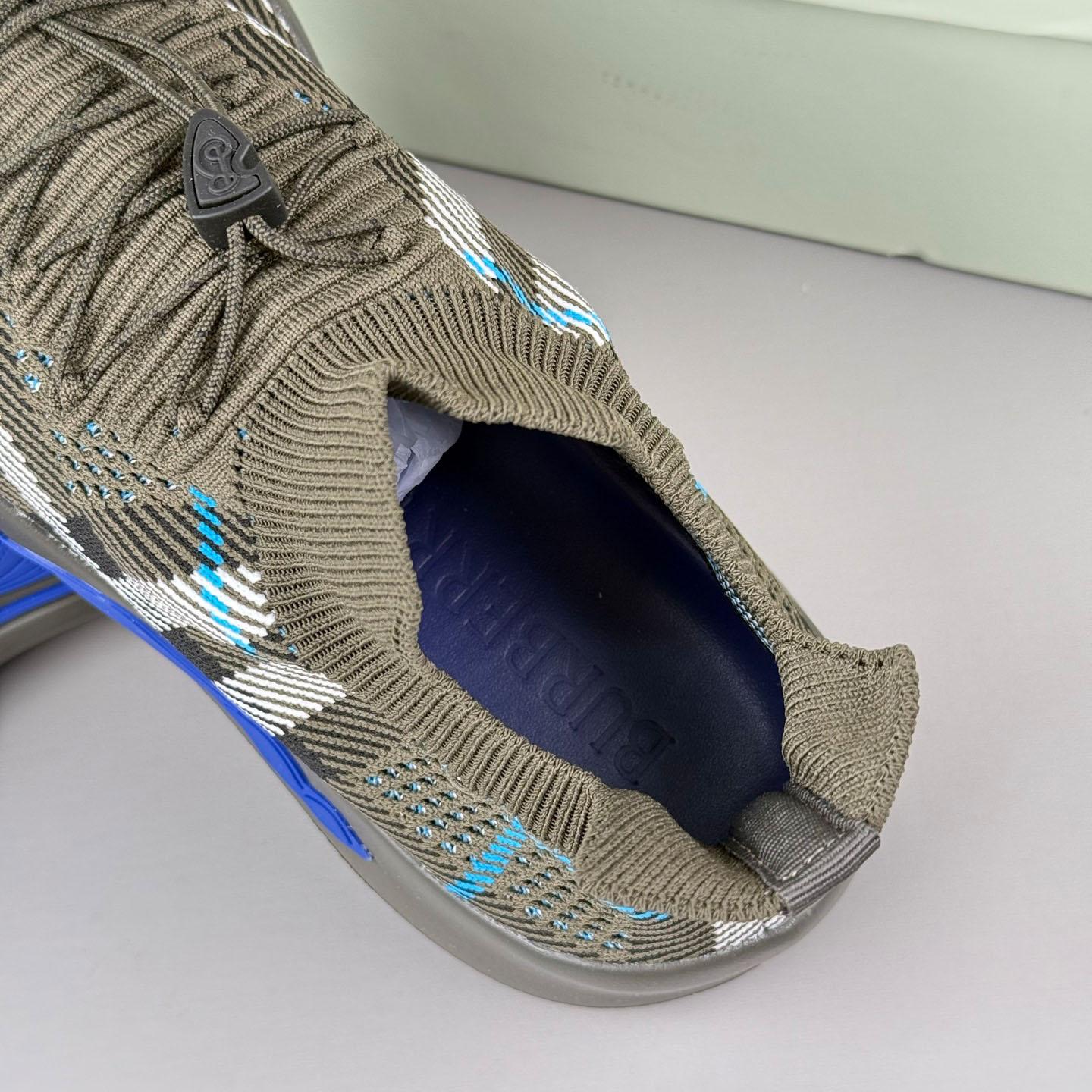 Burberry Check Knit Neptune Sneakers - FashionPlug