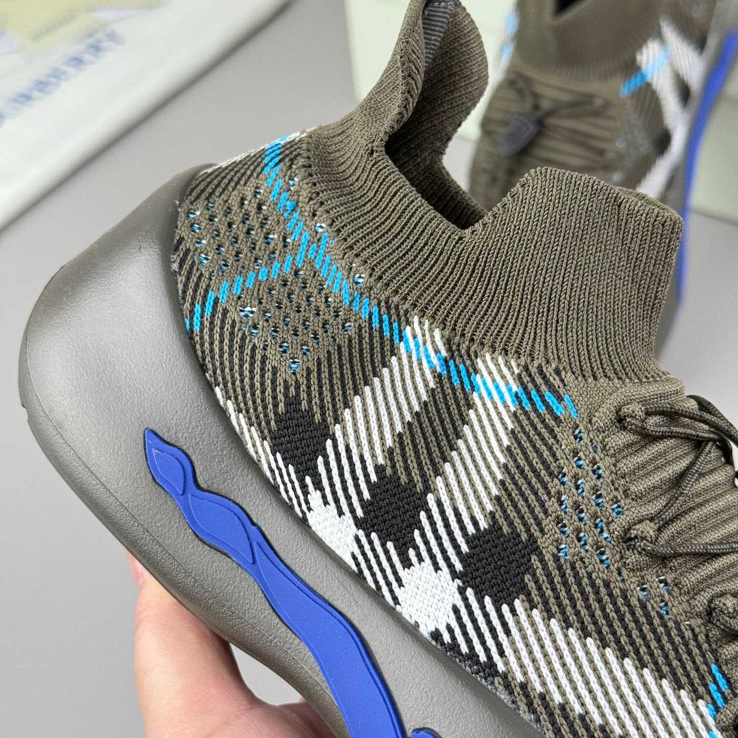 Burberry Check Knit Neptune Sneakers - FashionPlug