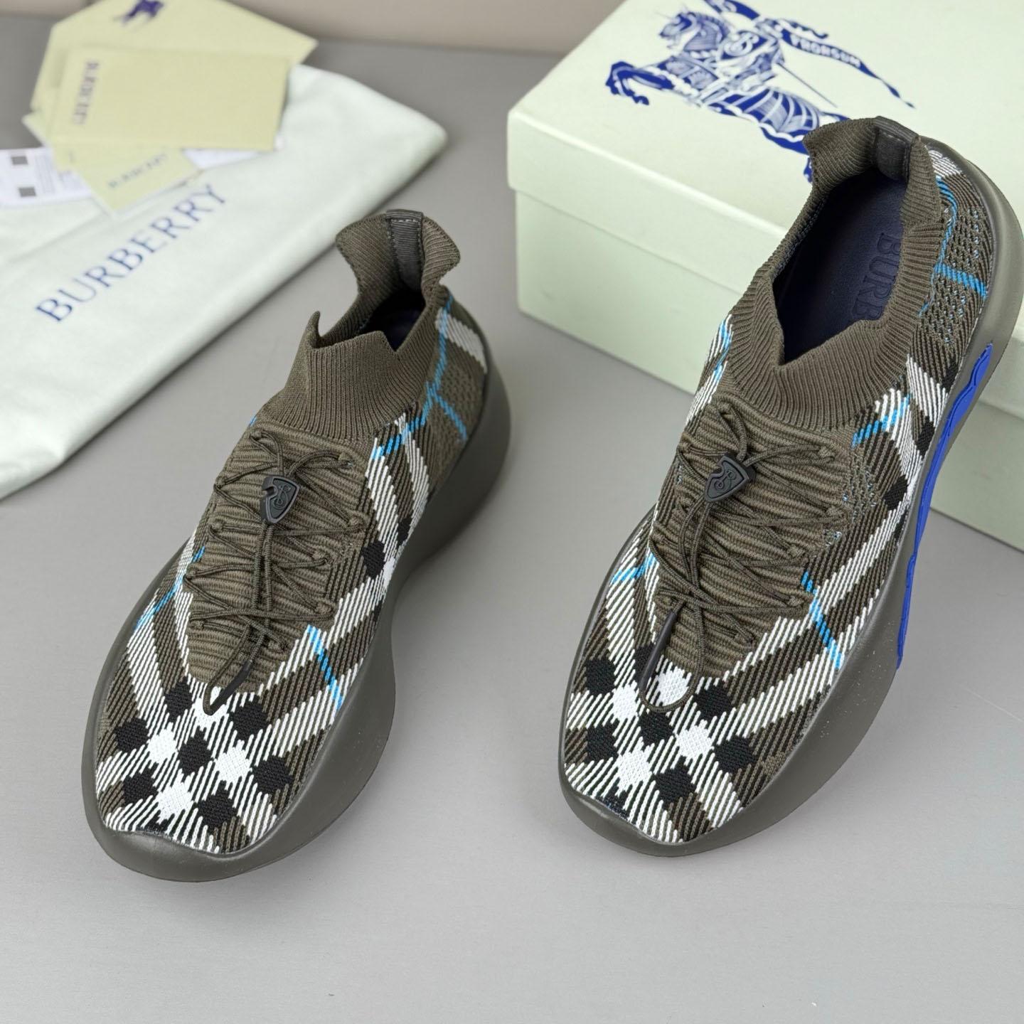 Burberry Check Knit Neptune Sneakers - FashionPlug