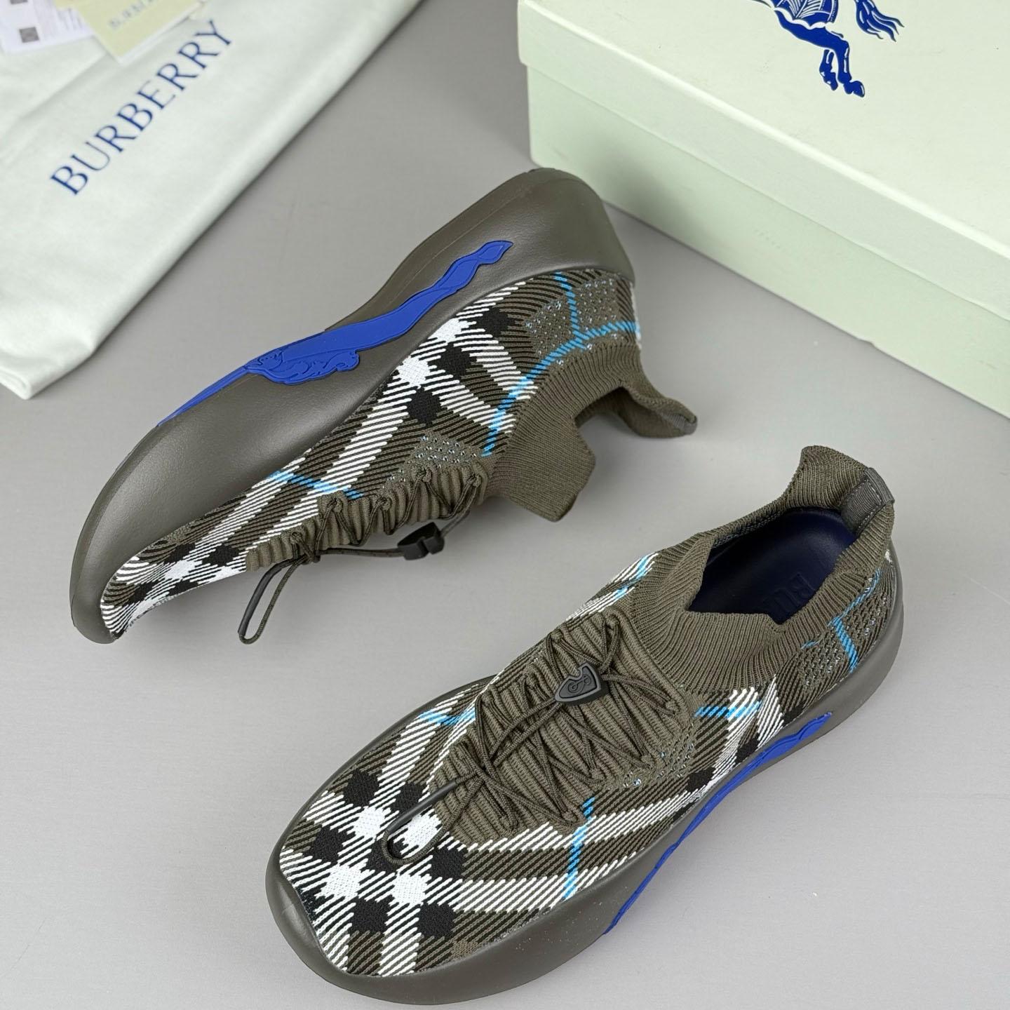 Burberry Check Knit Neptune Sneakers - FashionPlug