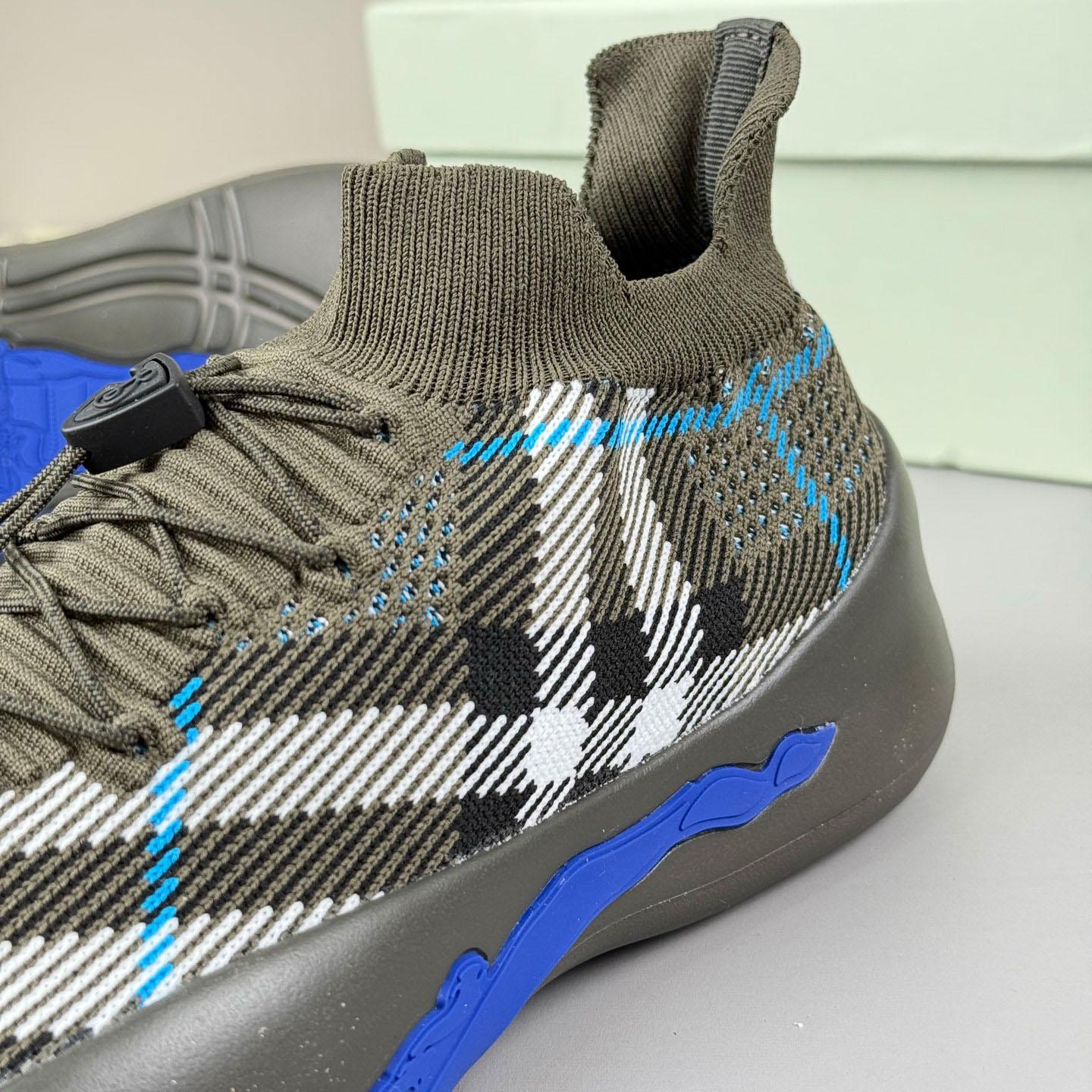 Burberry Check Knit Neptune Sneakers - FashionPlug