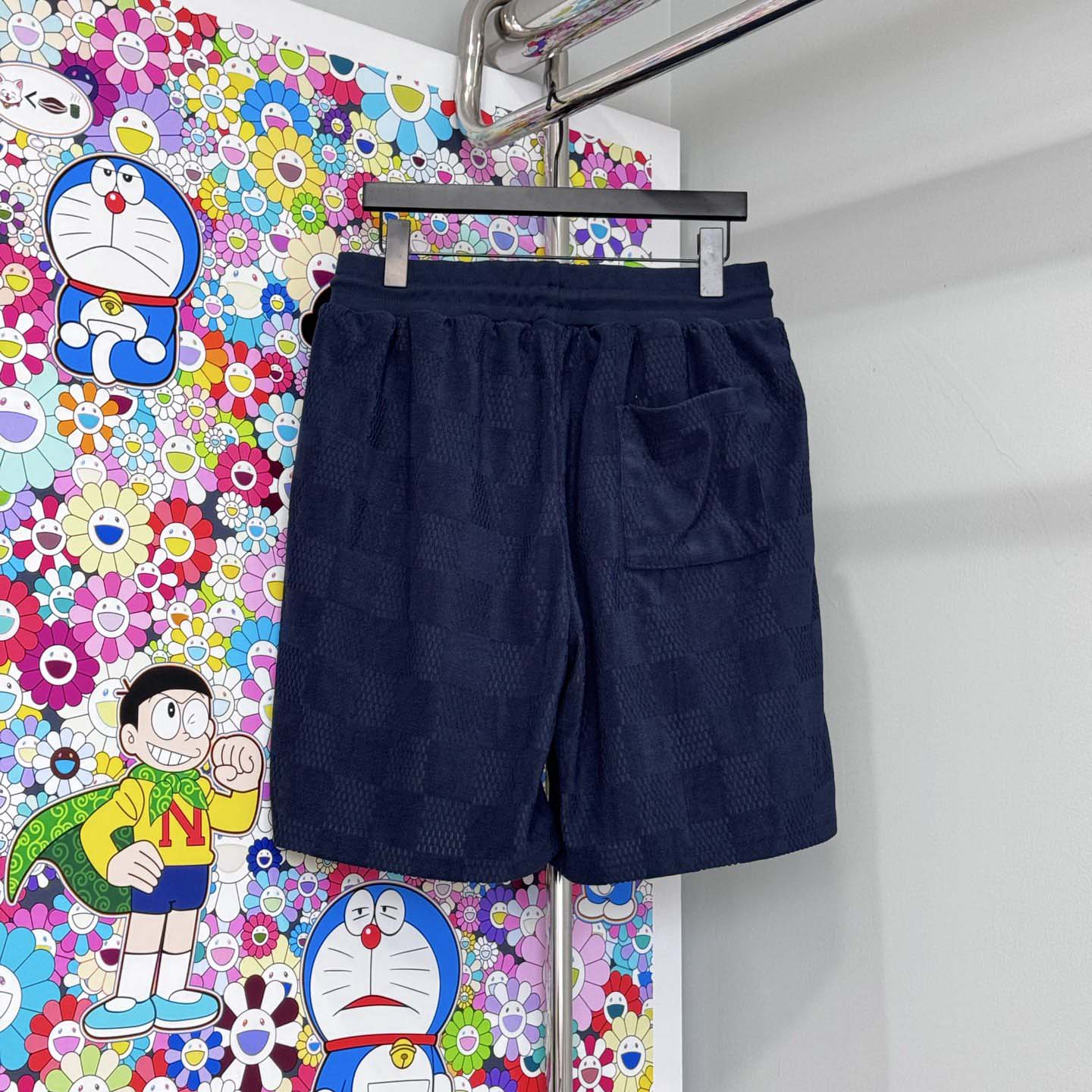 Louis Vuitton Damier French Terry Cotton-Blend Shorts   - FashionPlug