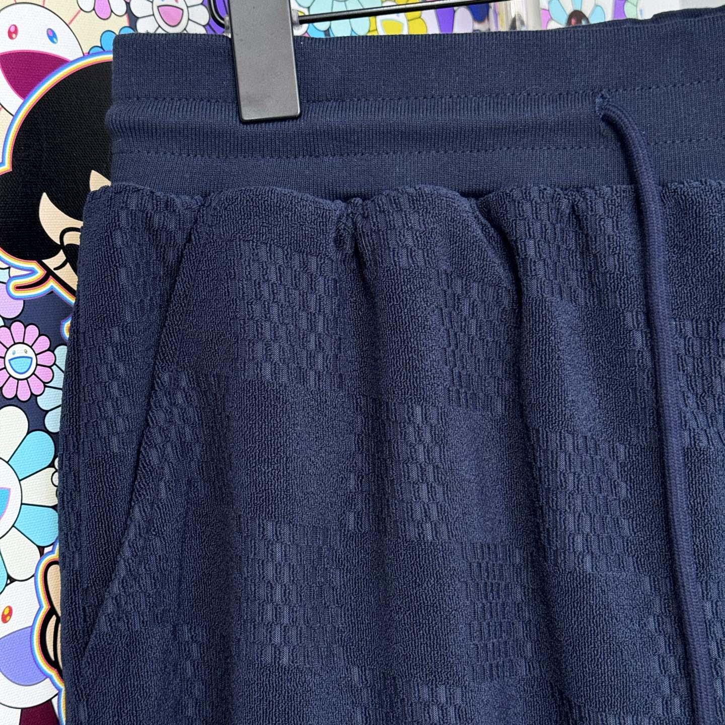 Louis Vuitton Damier French Terry Cotton-Blend Shorts   - FashionPlug