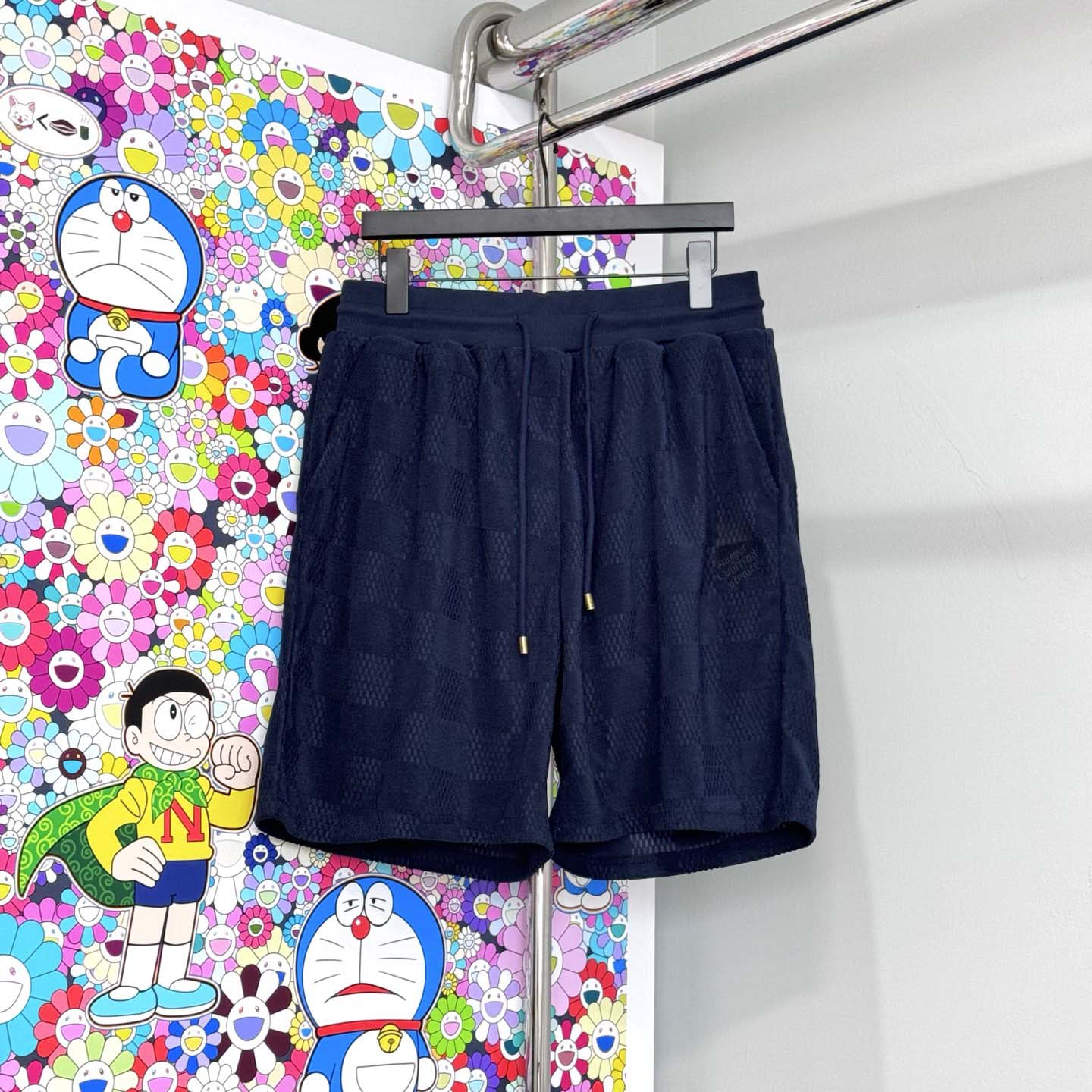 Louis Vuitton Damier French Terry Cotton-Blend Shorts   - FashionPlug