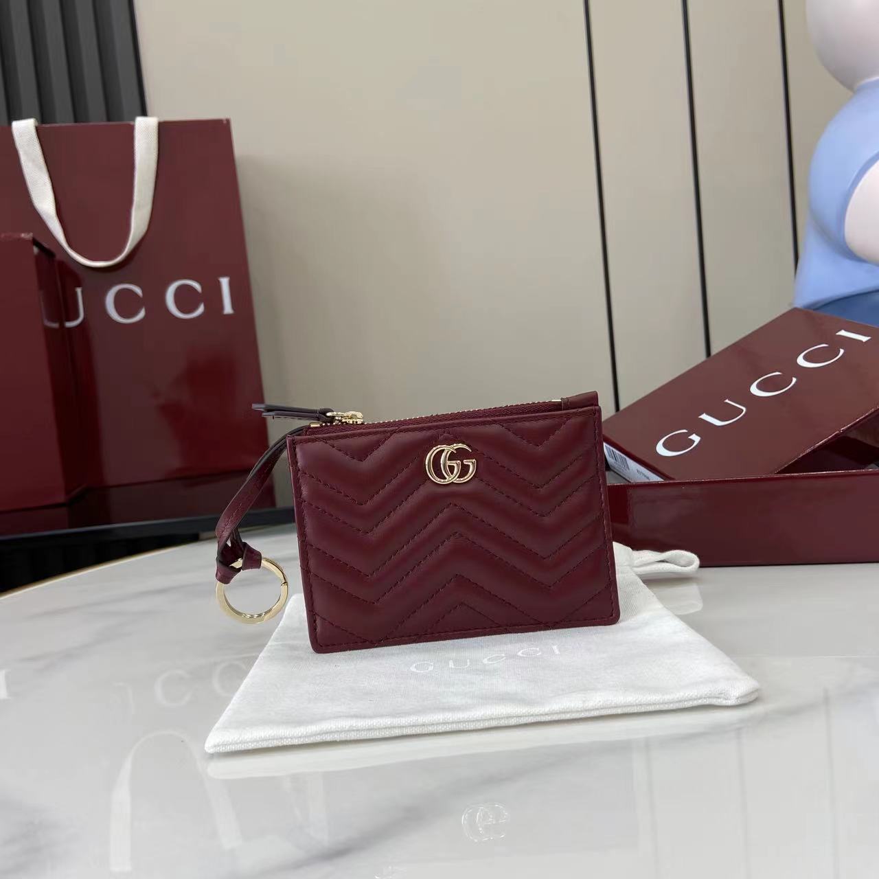 Gucci GG Marmont Zip Key Pouch - FashionPlug