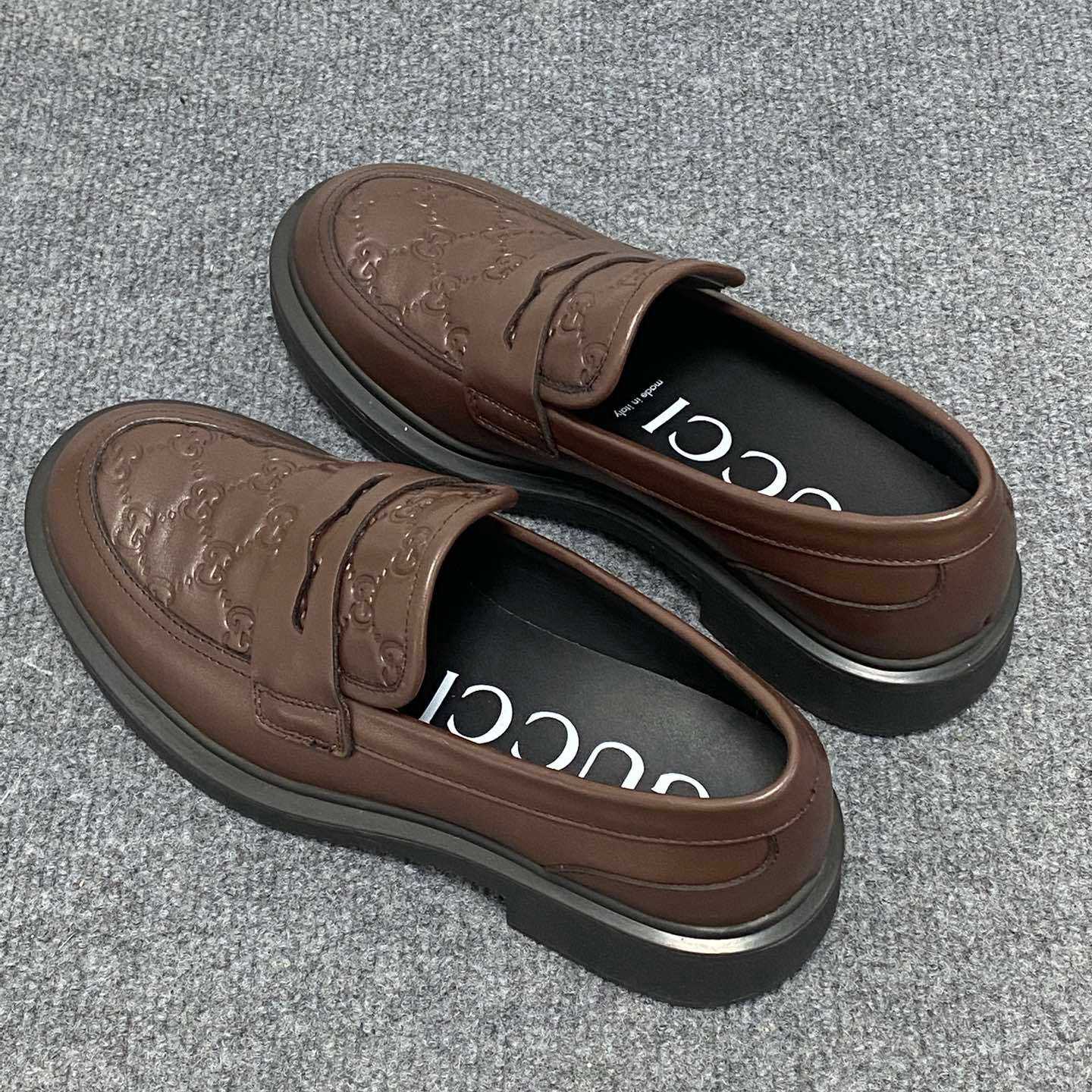 Gucci  Enki GG Leather Platform Loafers - FashionPlug