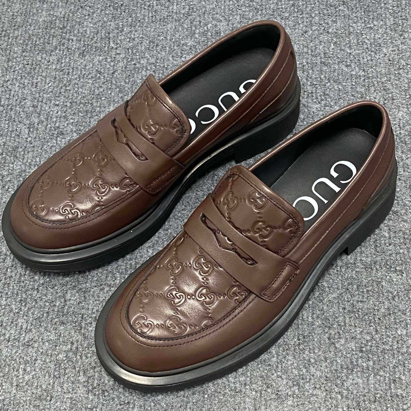 Gucci  Enki GG Leather Platform Loafers - FashionPlug