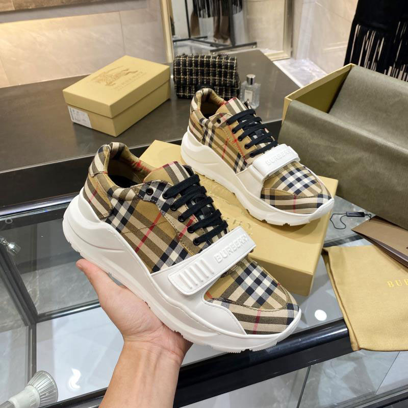 Burberry Check, Suede and Leather Sneakers - FashionPlug