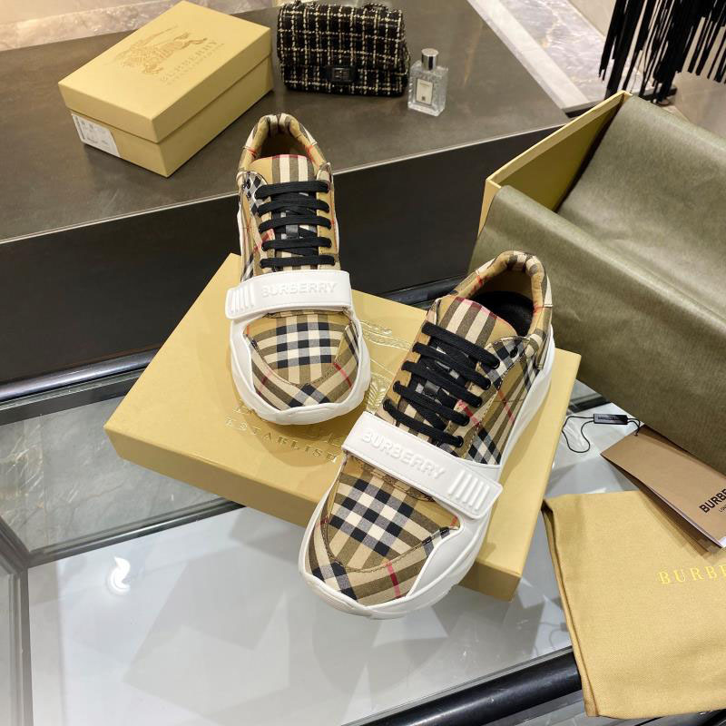 Burberry Check, Suede and Leather Sneakers - FashionPlug