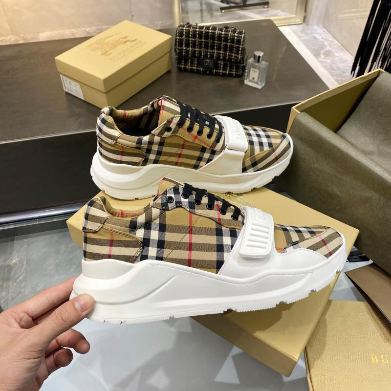 Burberry Check, Suede and Leather Sneakers - FashionPlug