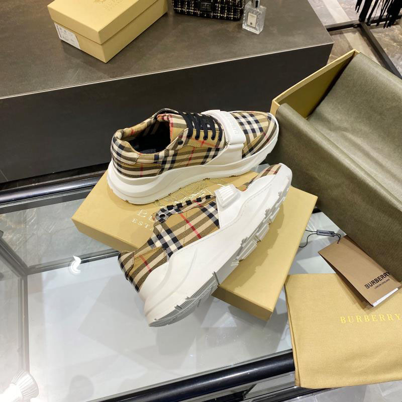 Burberry Check, Suede and Leather Sneakers - FashionPlug
