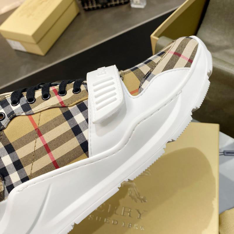 Burberry Check, Suede and Leather Sneakers - FashionPlug