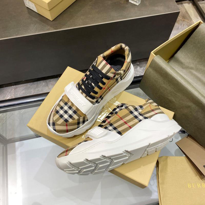 Burberry Check, Suede and Leather Sneakers - FashionPlug