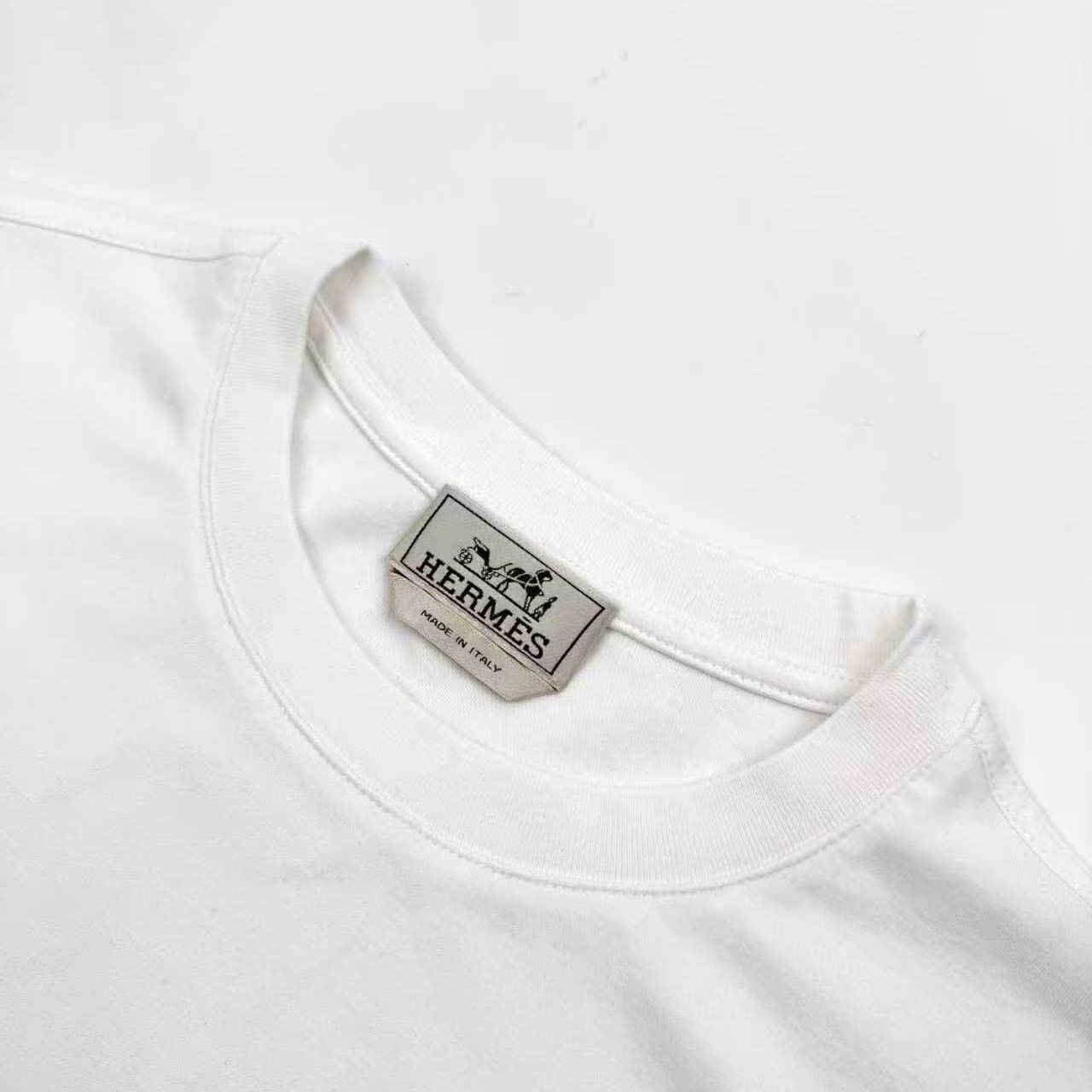 Hermes H Puzzle Leather Embroidery T-Shirt  - FashionPlug