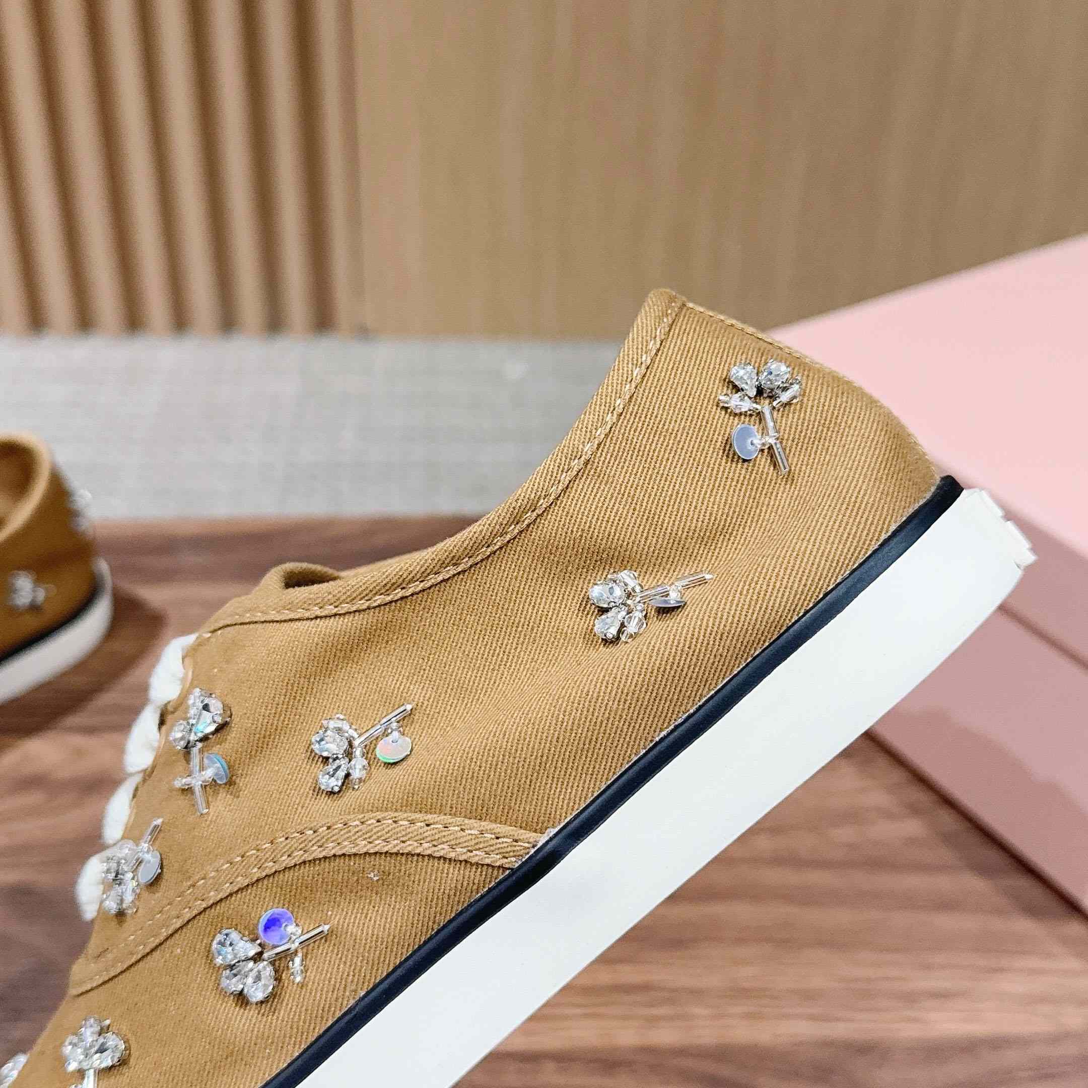 Miu Miu Embroidered Drill Sneakers - FashionPlug
