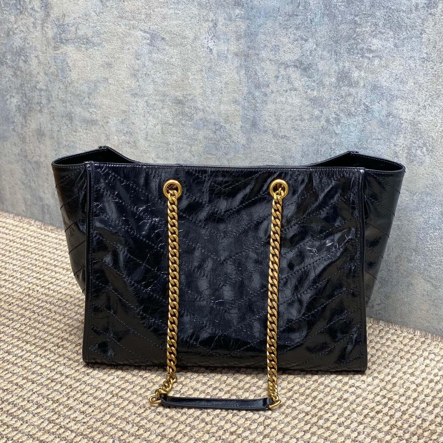 Saint Laurent Nini Shopping In Vintage Leather - FashionPlug