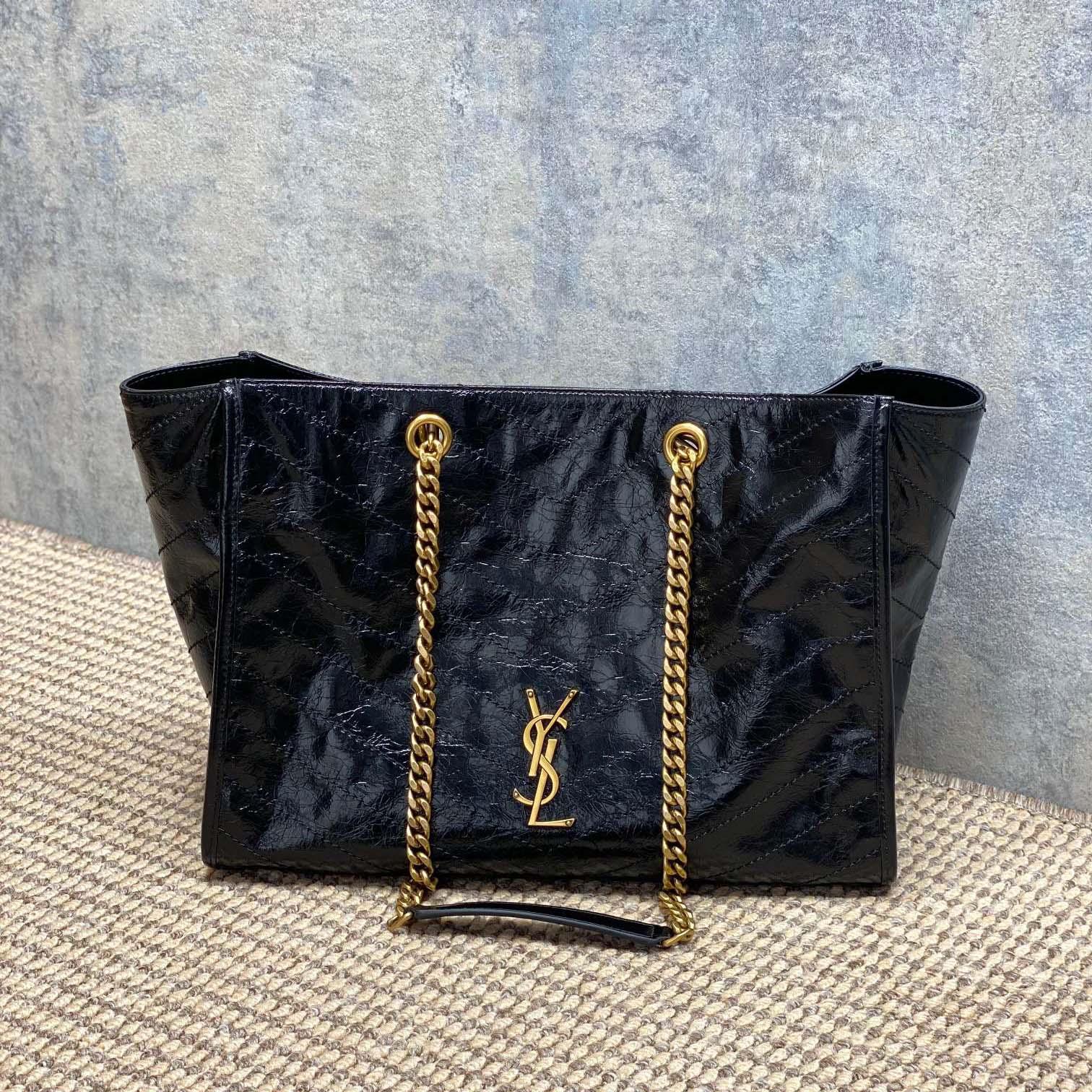 Saint Laurent Nini Shopping In Vintage Leather - FashionPlug