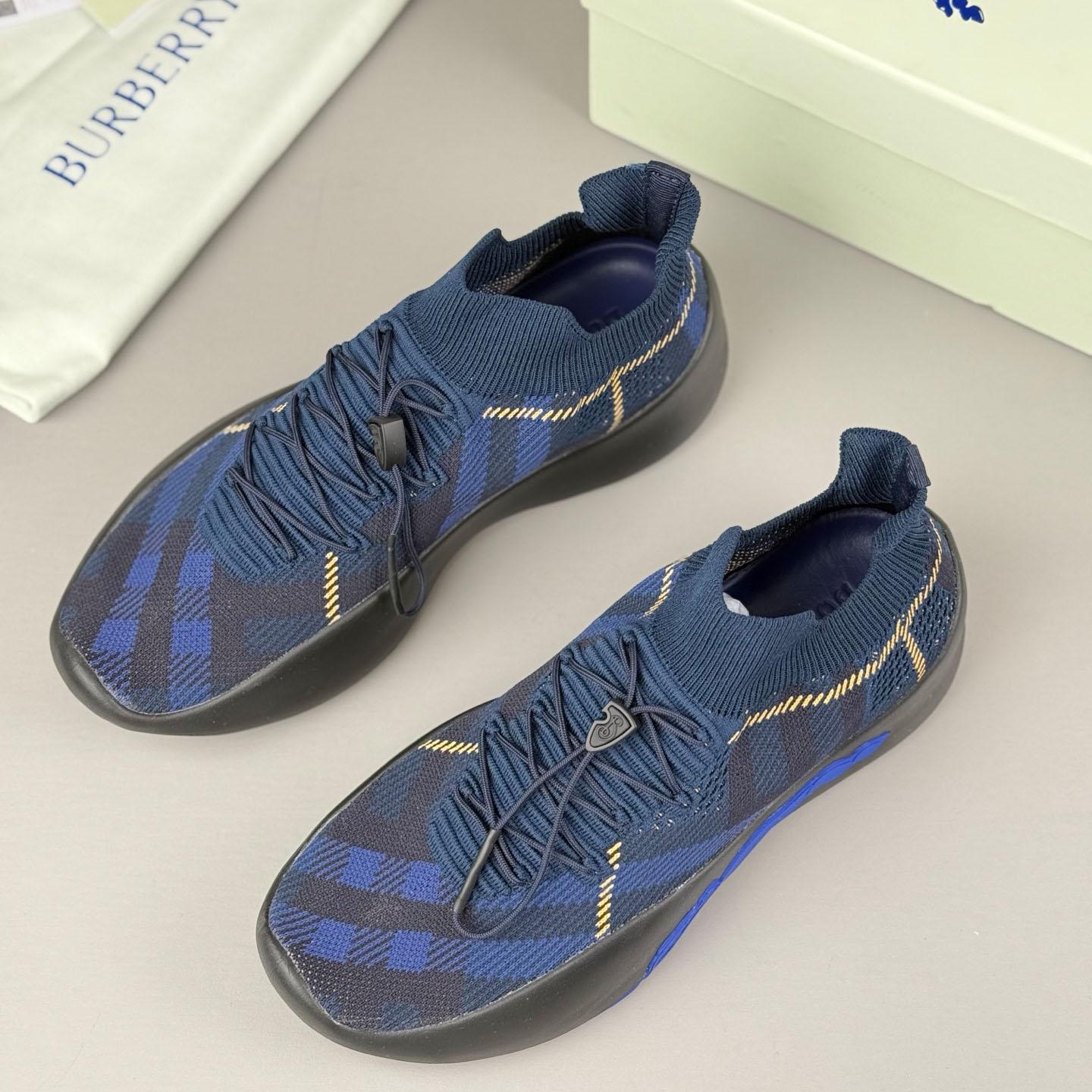 Burberry Check Knit Neptune Sneakers - FashionPlug