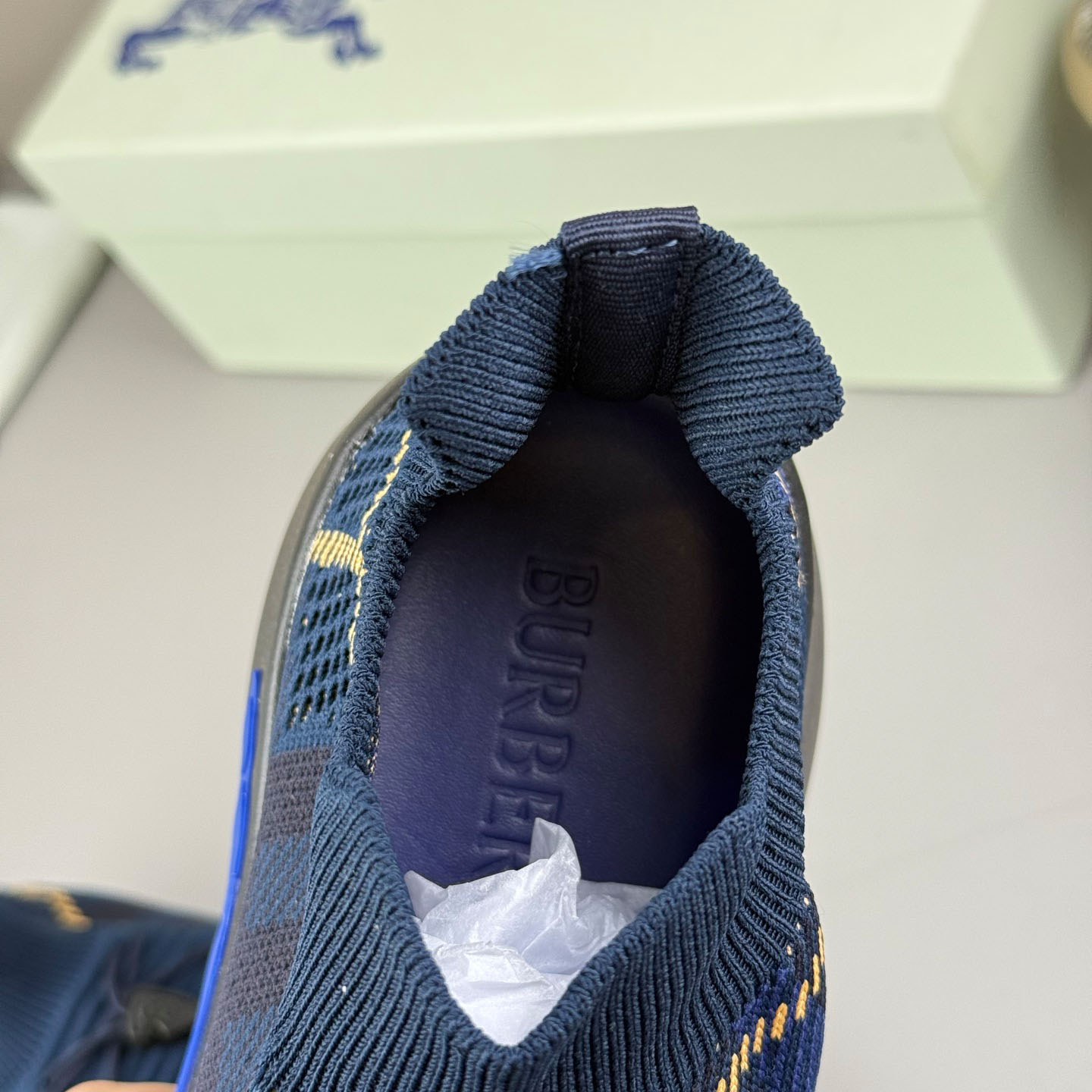 Burberry Check Knit Neptune Sneakers - FashionPlug