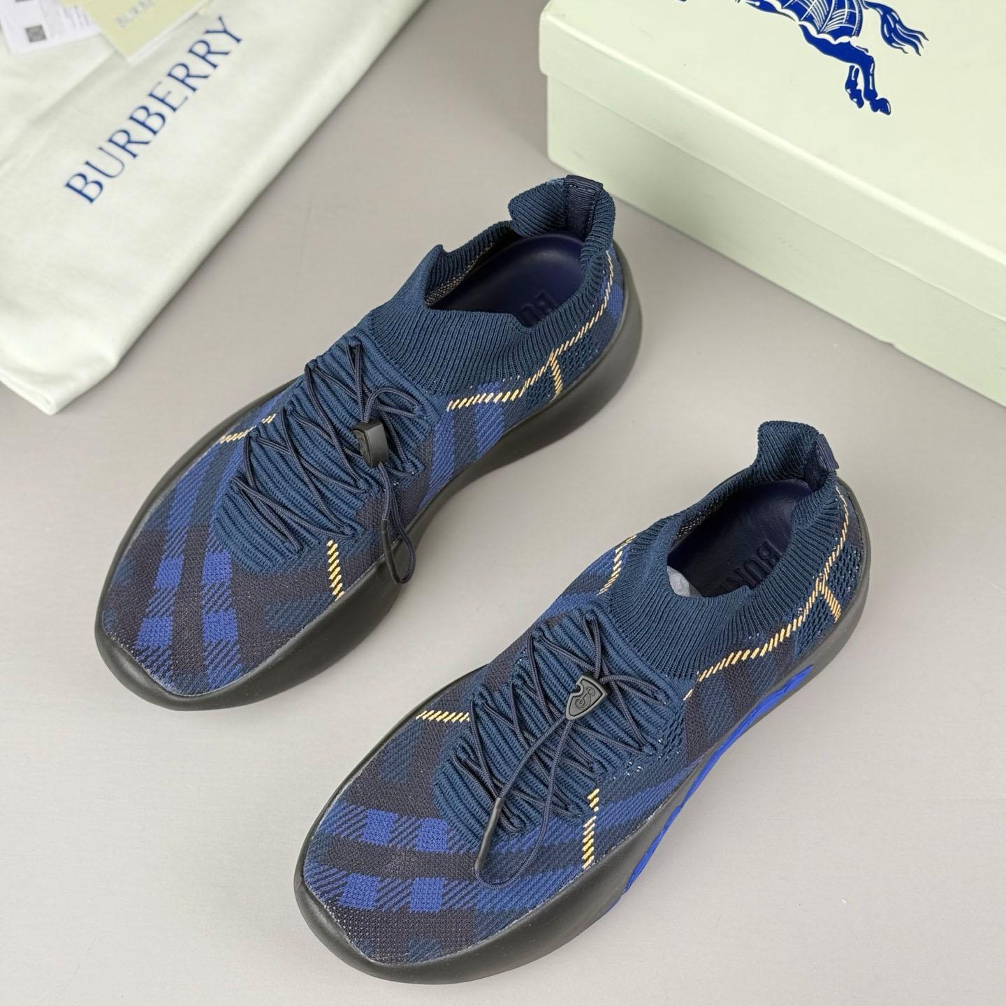 Burberry Check Knit Neptune Sneakers - FashionPlug