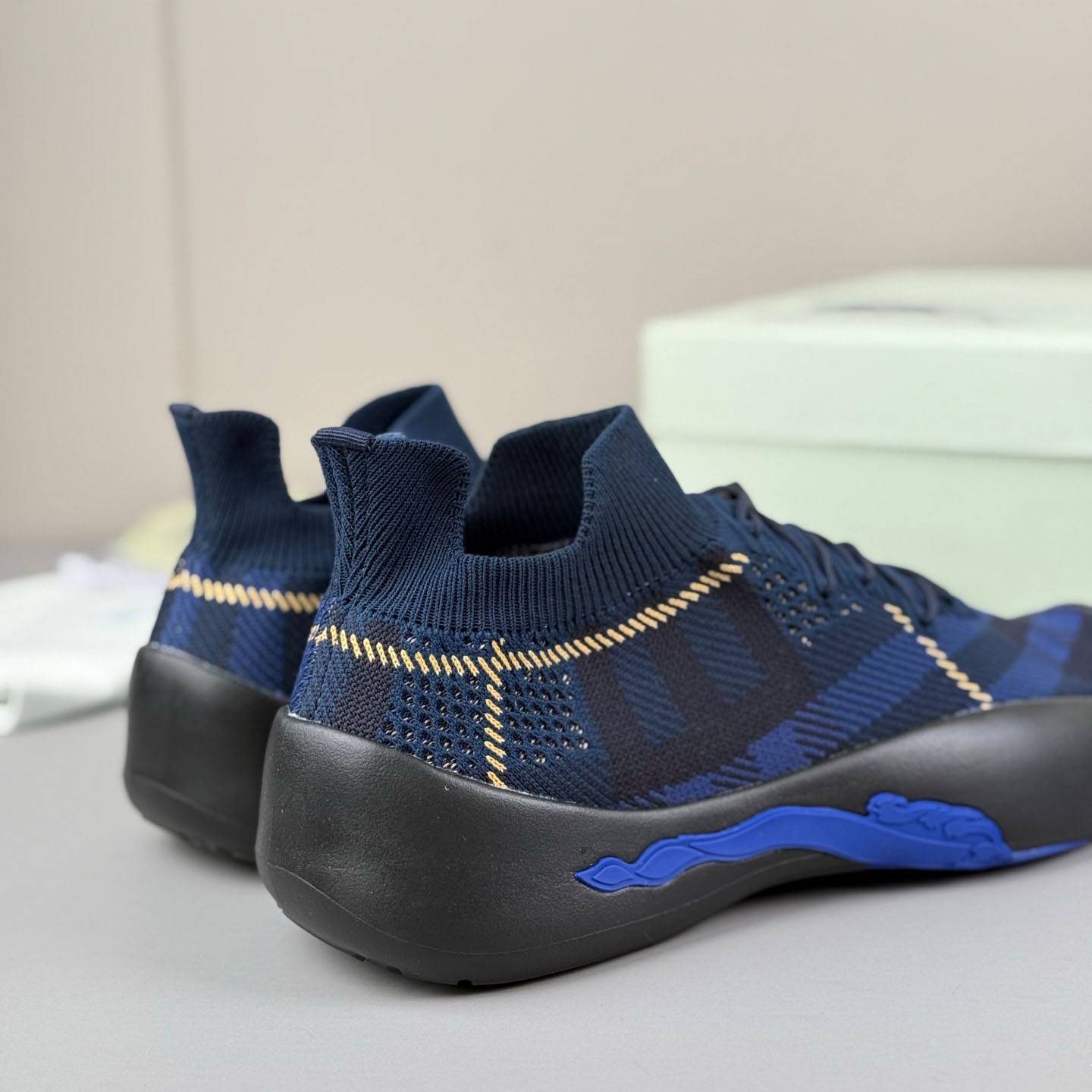 Burberry Check Knit Neptune Sneakers - FashionPlug
