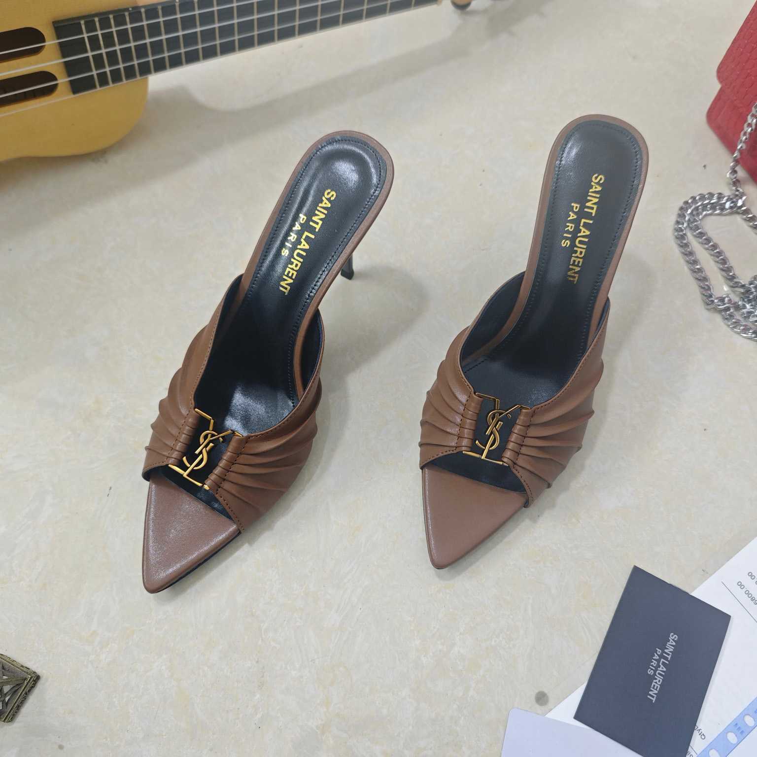 Saint Laurent BABYLONE Mules In Smooth Leather - FashionPlug